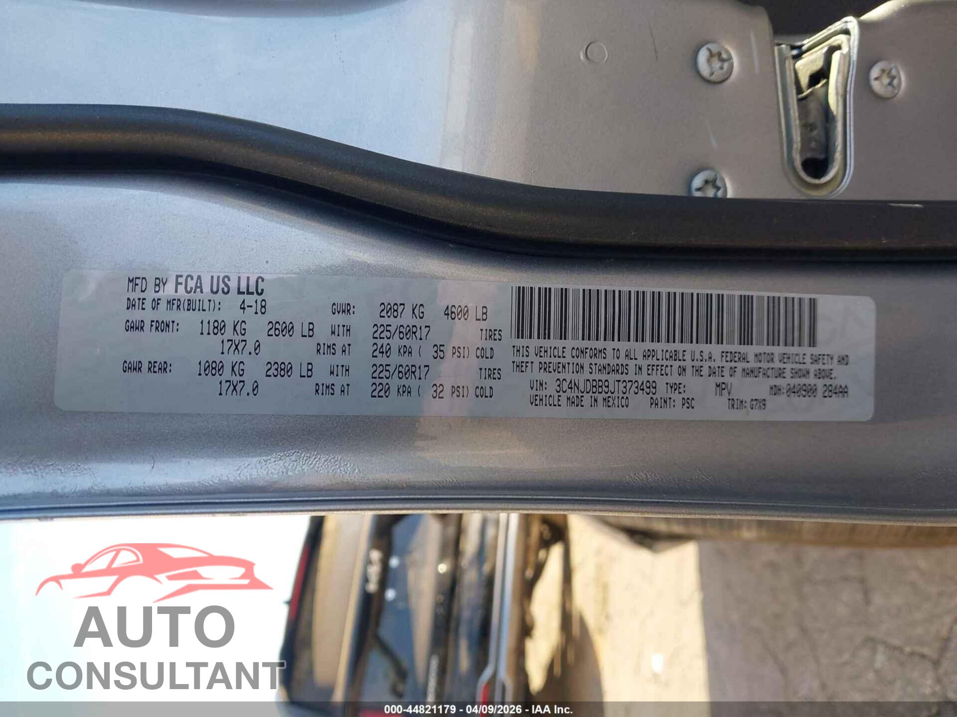 JEEP COMPASS 2018 - 3C4NJDBB9JT373499