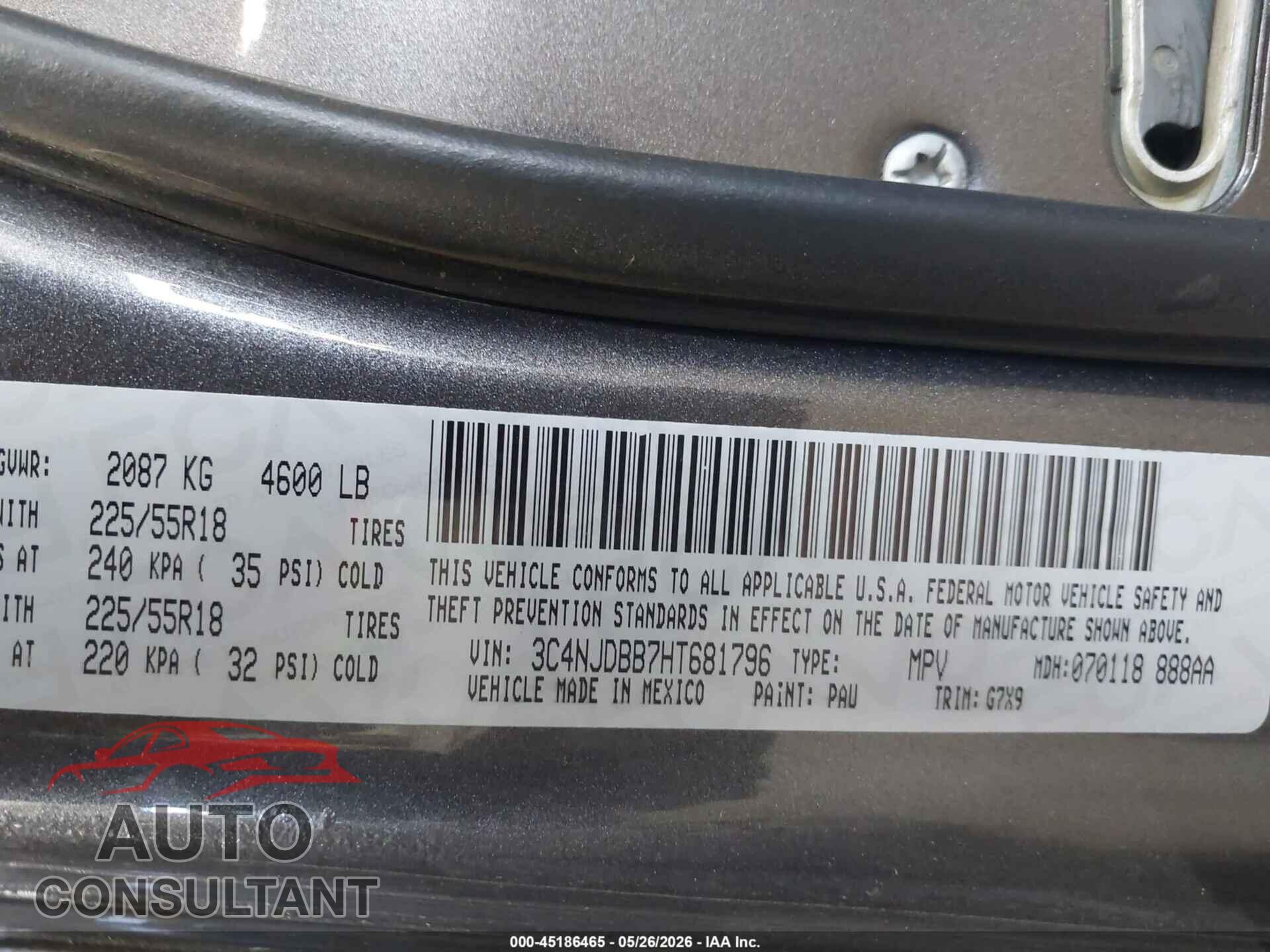 JEEP NEW COMPASS 2017 - 3C4NJDBB7HT681796