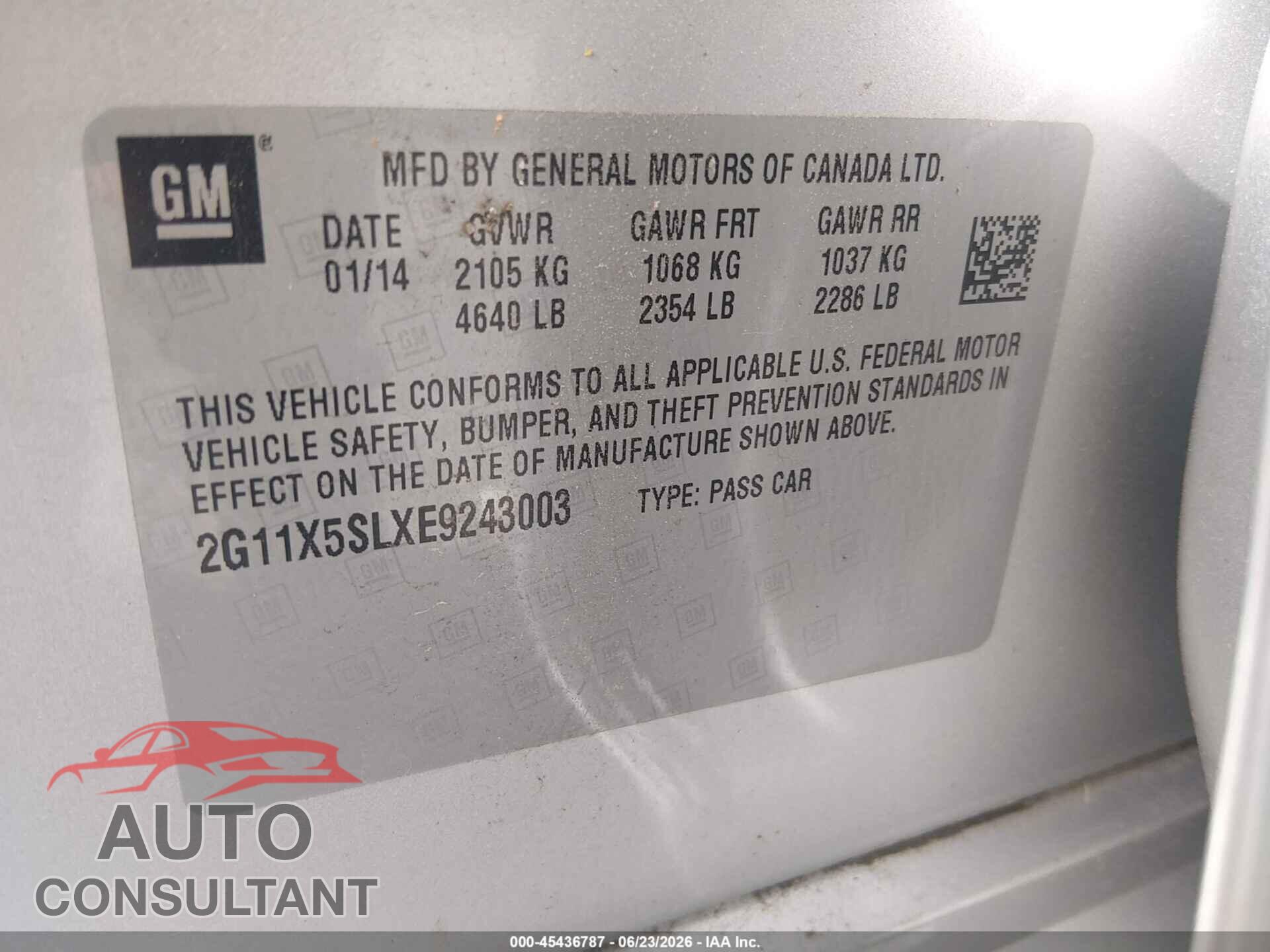 CHEVROLET IMPALA 2014 - 2G11X5SLXE9243003