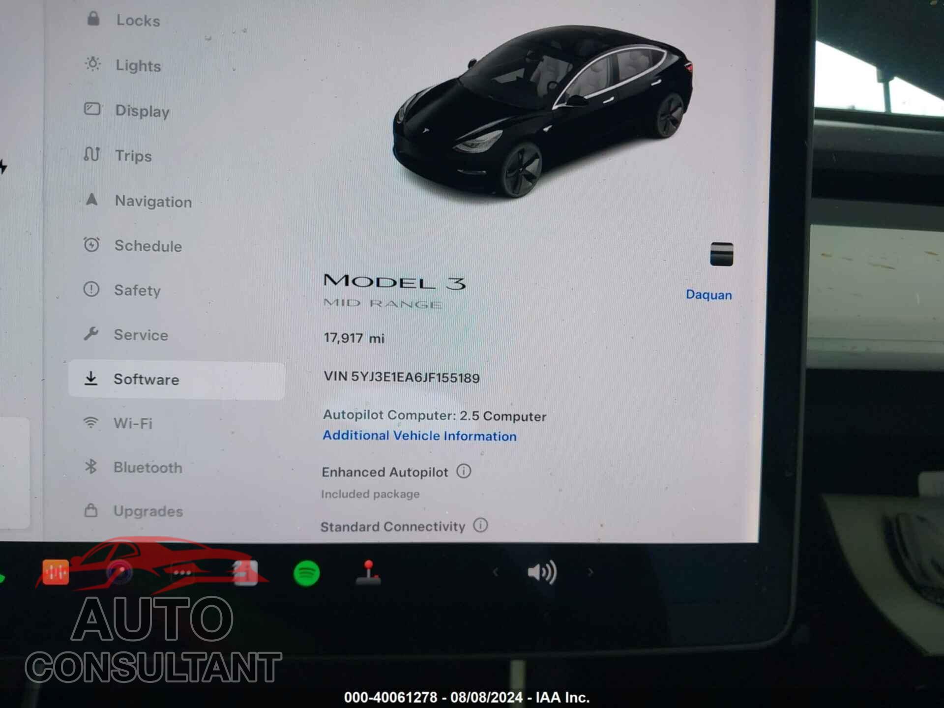 TESLA MODEL 3 2018 - 5YJ3E1EA6JF155189