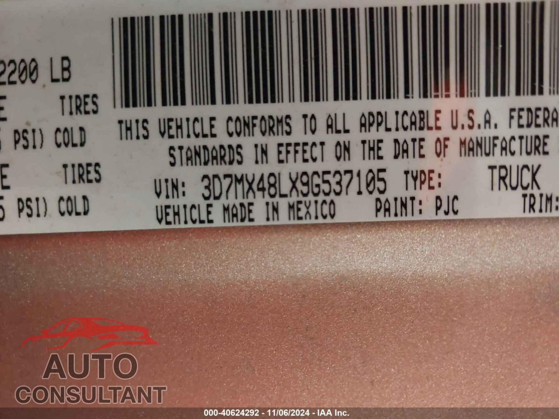 DODGE RAM 3500 2009 - 3D7MX48LX9G537105