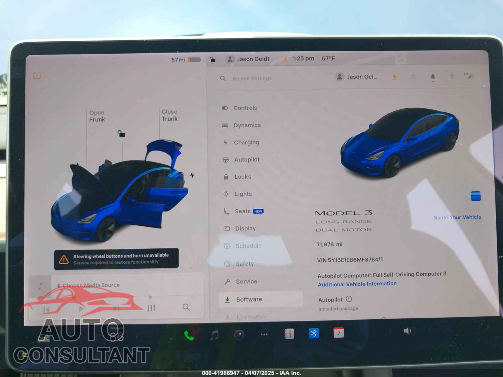 TESLA MODEL 3 2021 - 5YJ3E1EB6MF878411