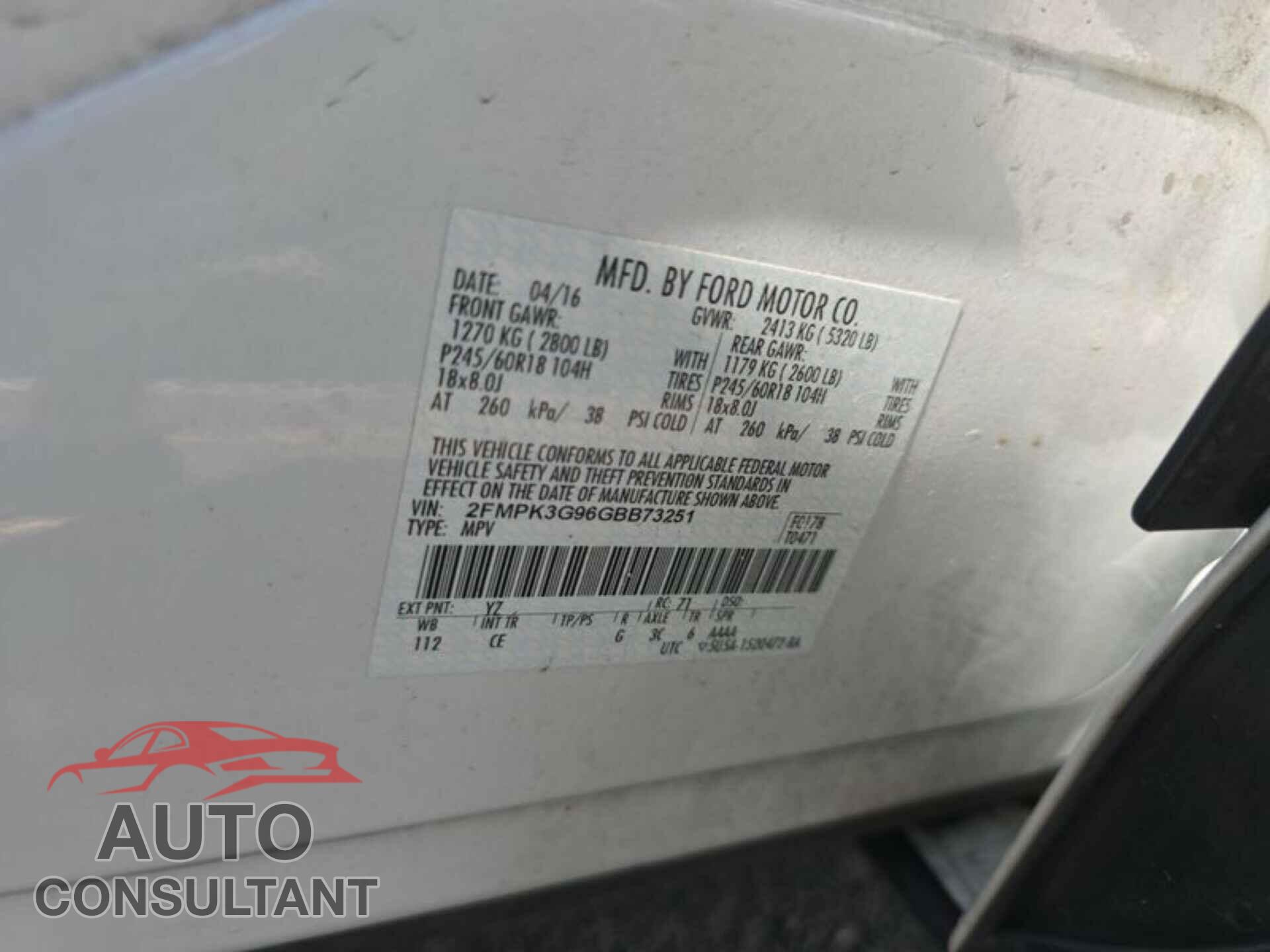 FORD EDGE 2016 - 2FMPK3G96GBB73251