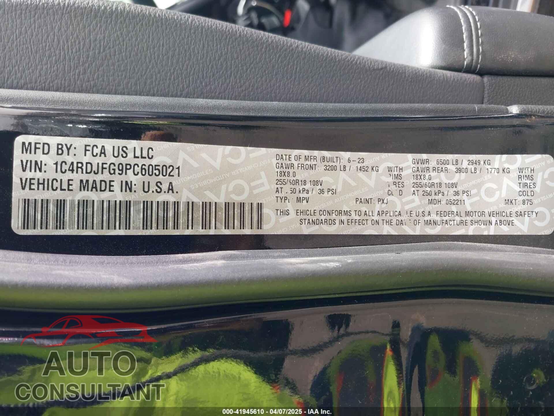 DODGE DURANGO 2023 - 1C4RDJFG9PC605021