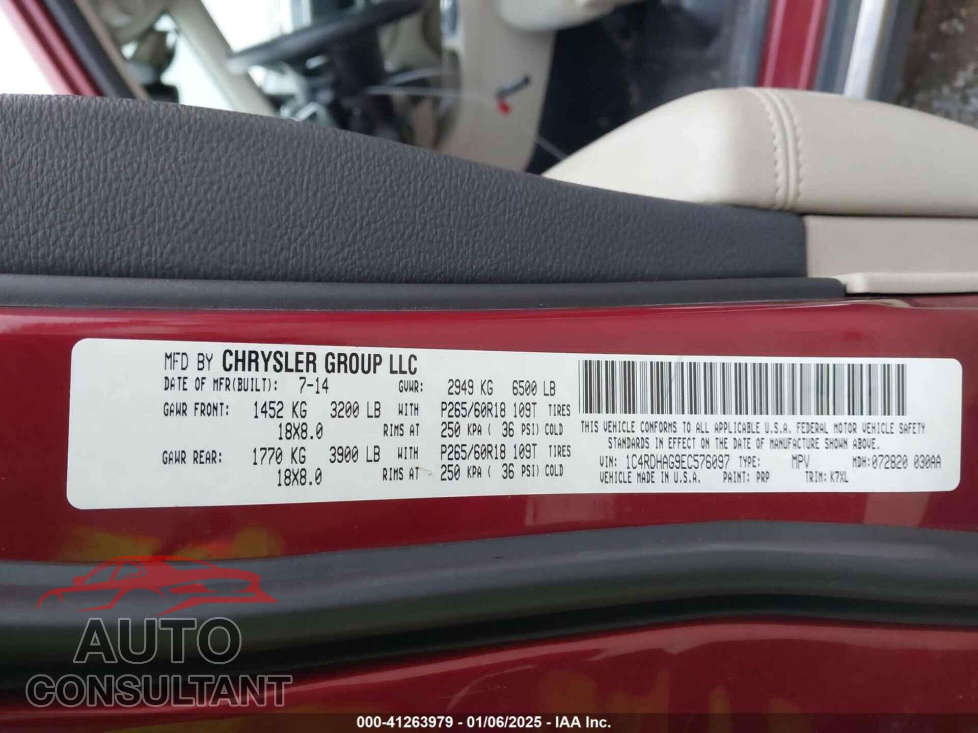 DODGE DURANGO 2014 - 1C4RDHAG9EC576097