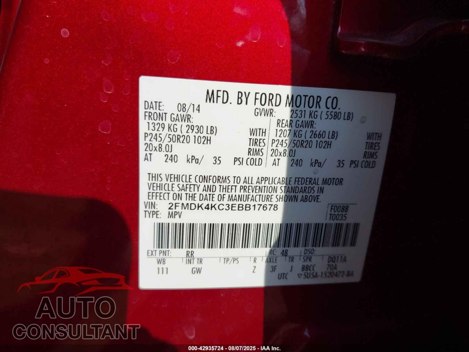 FORD EDGE 2014 - 2FMDK4KC3EBB17678