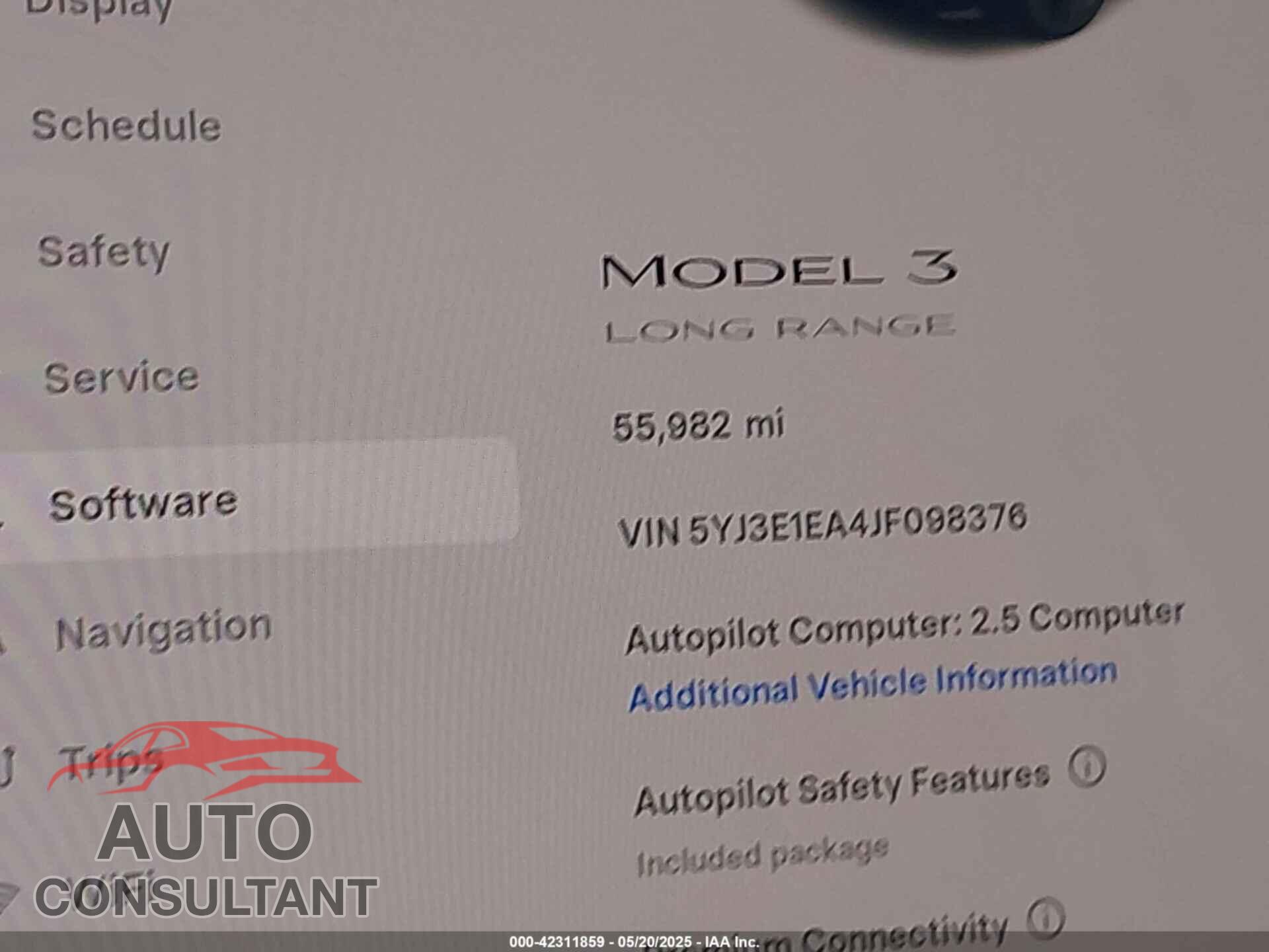 TESLA MODEL 3 2018 - 5YJ3E1EA4JF098376