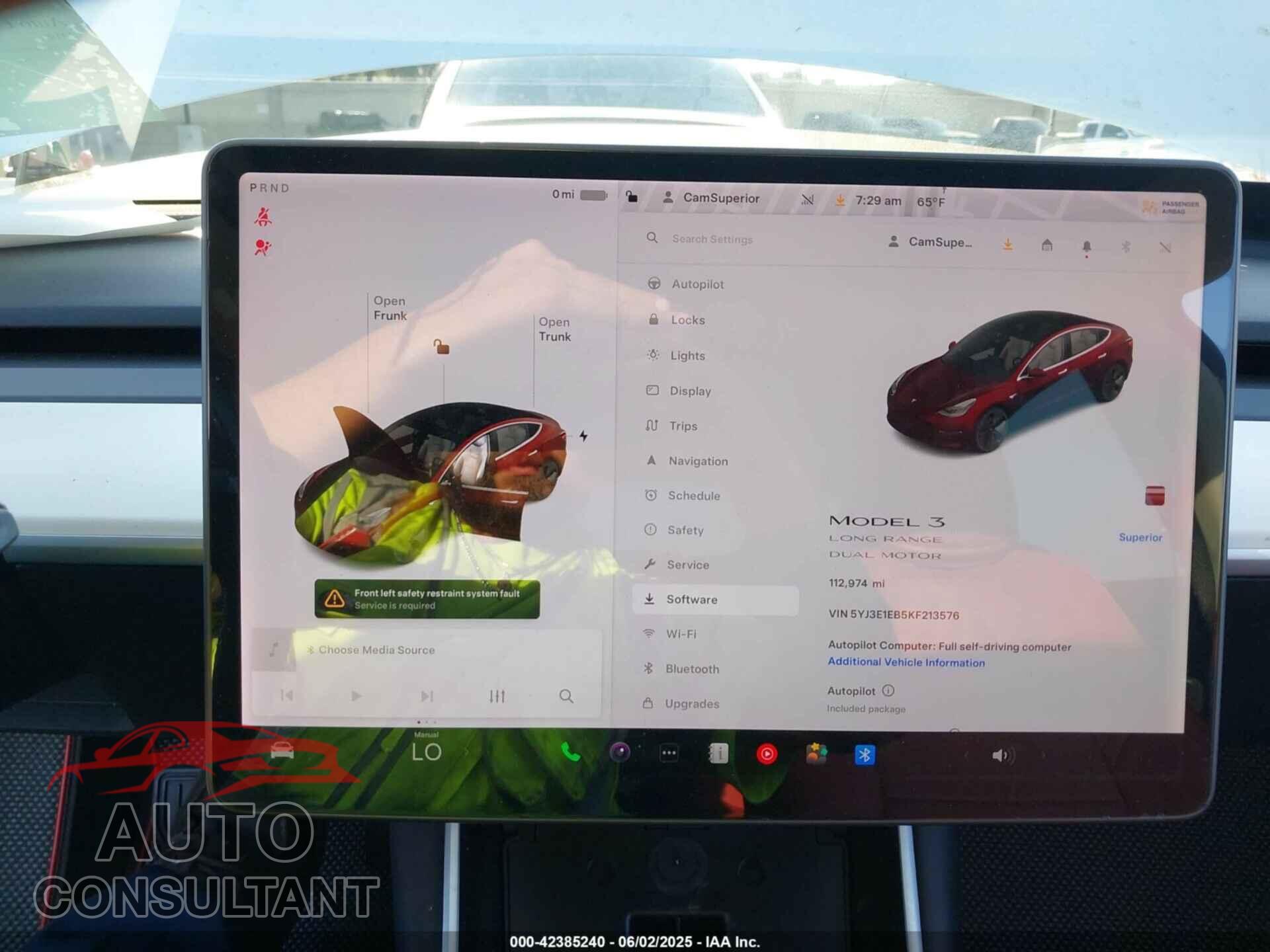 TESLA MODEL 3 2019 - 5YJ3E1EB5KF213576