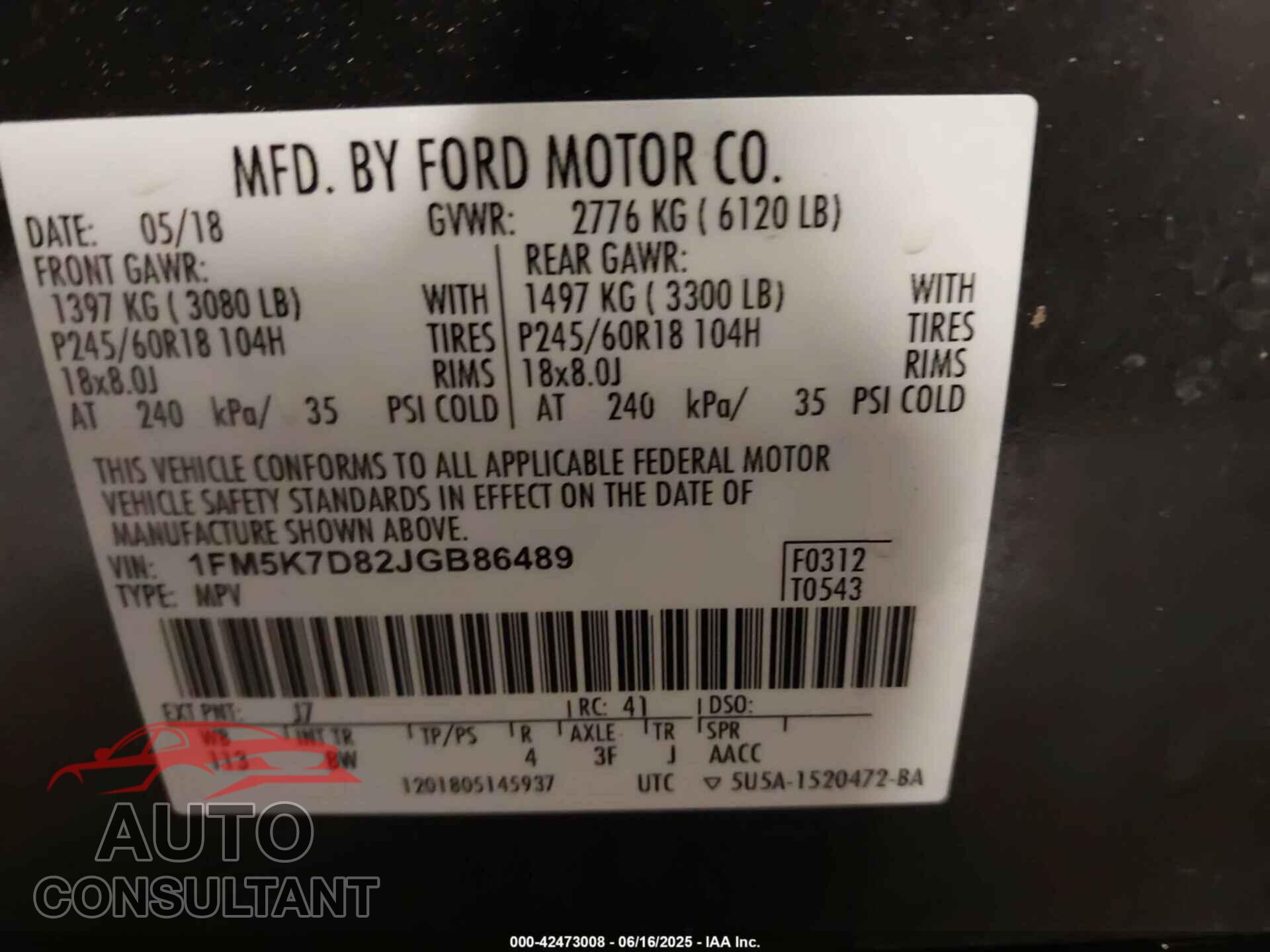 FORD EXPLORER 2018 - 1FM5K7D82JGB86489
