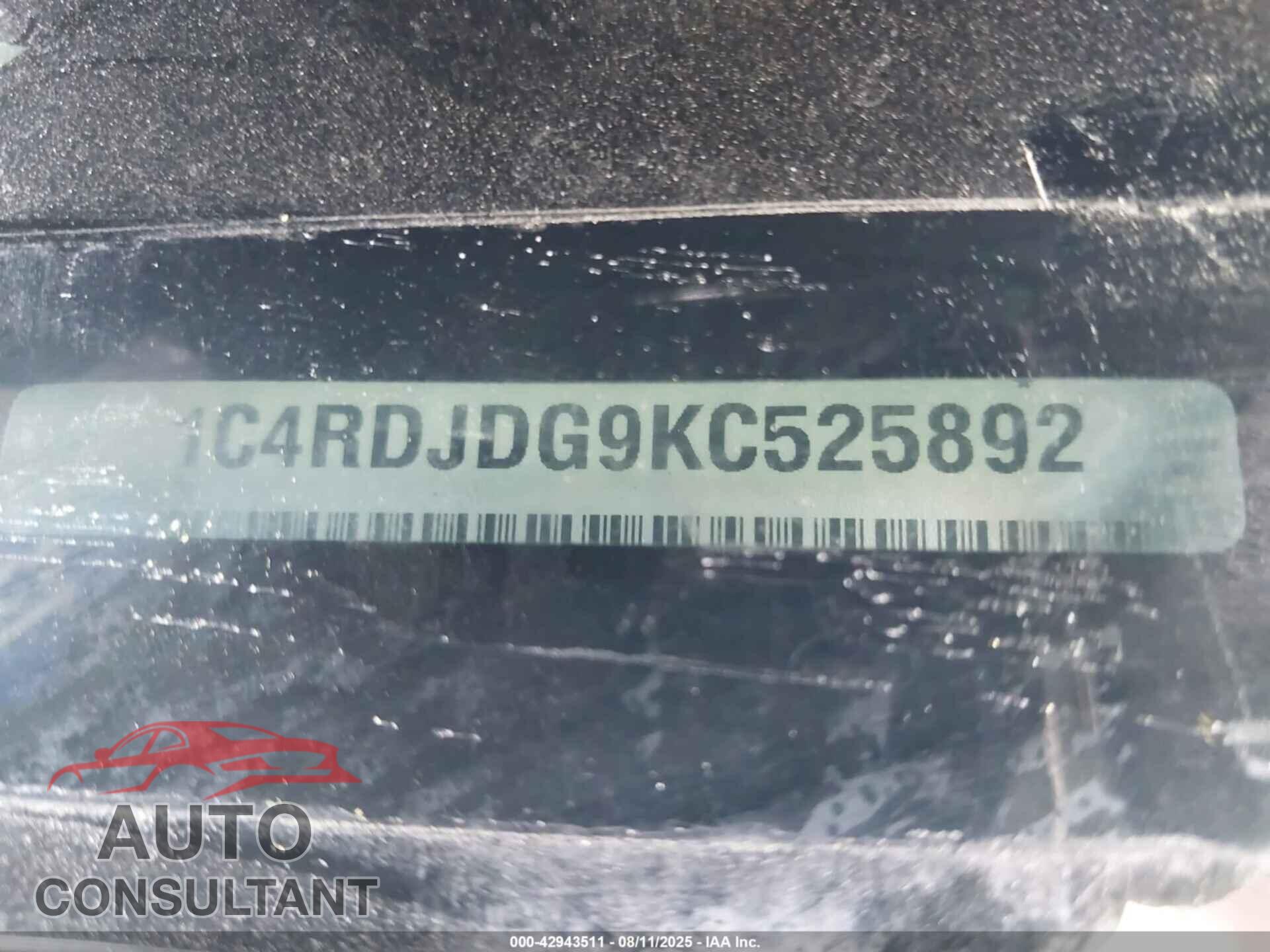 DODGE DURANGO 2019 - 1C4RDJDG9KC525892