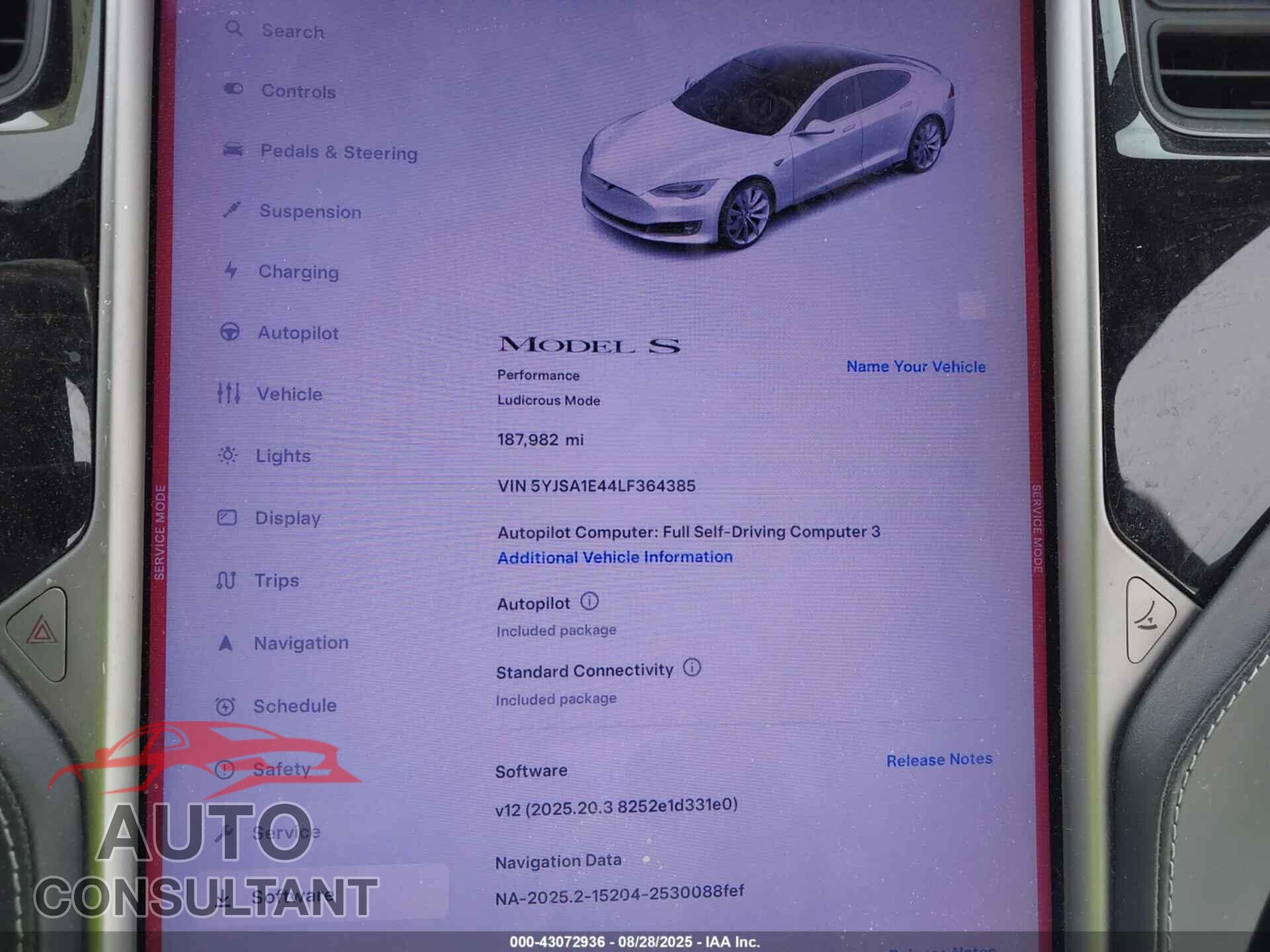 TESLA MODEL S 2020 - 5YJSA1E44LF364385