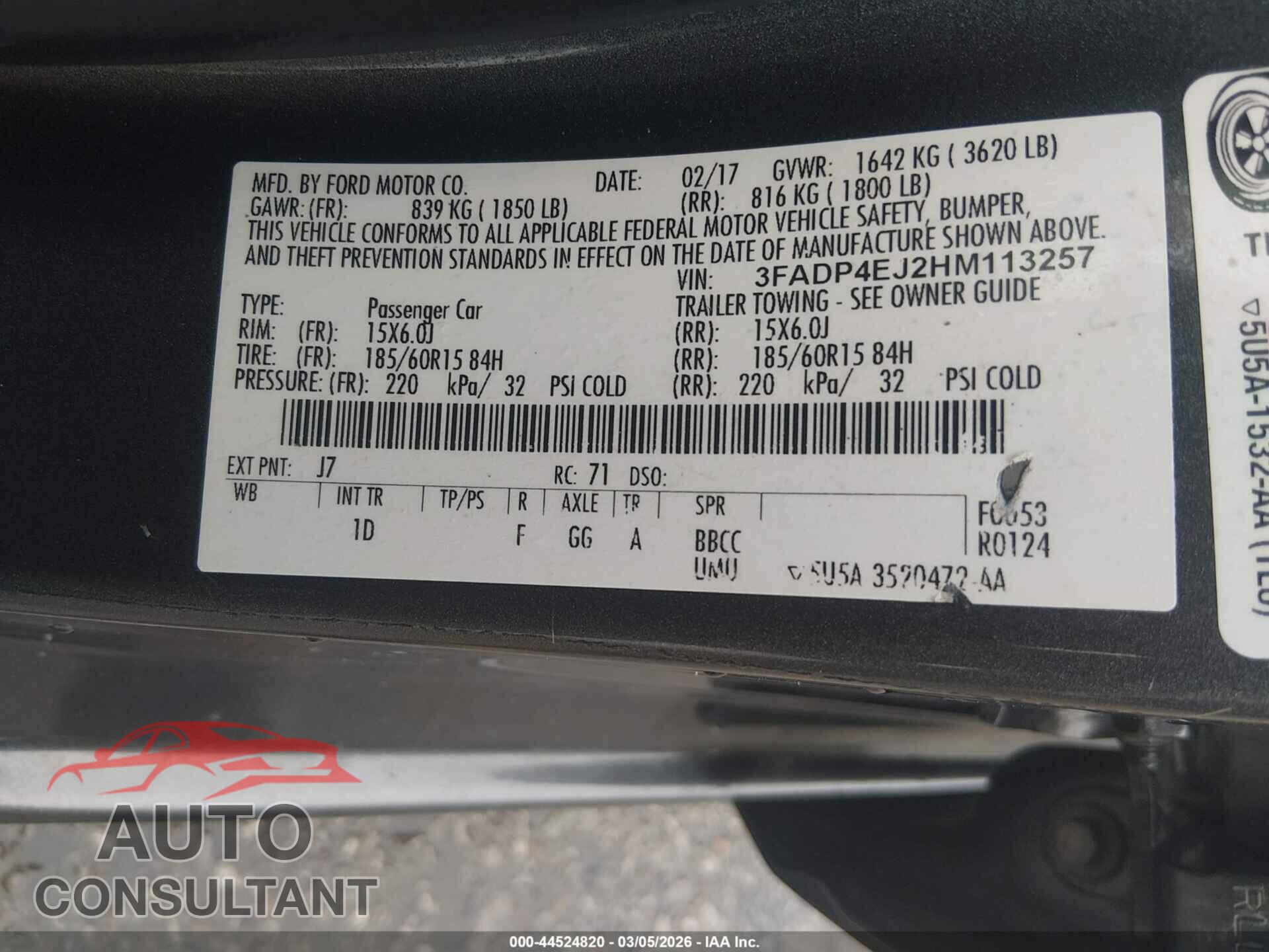 FORD FIESTA 2017 - 3FADP4EJ2HM113257