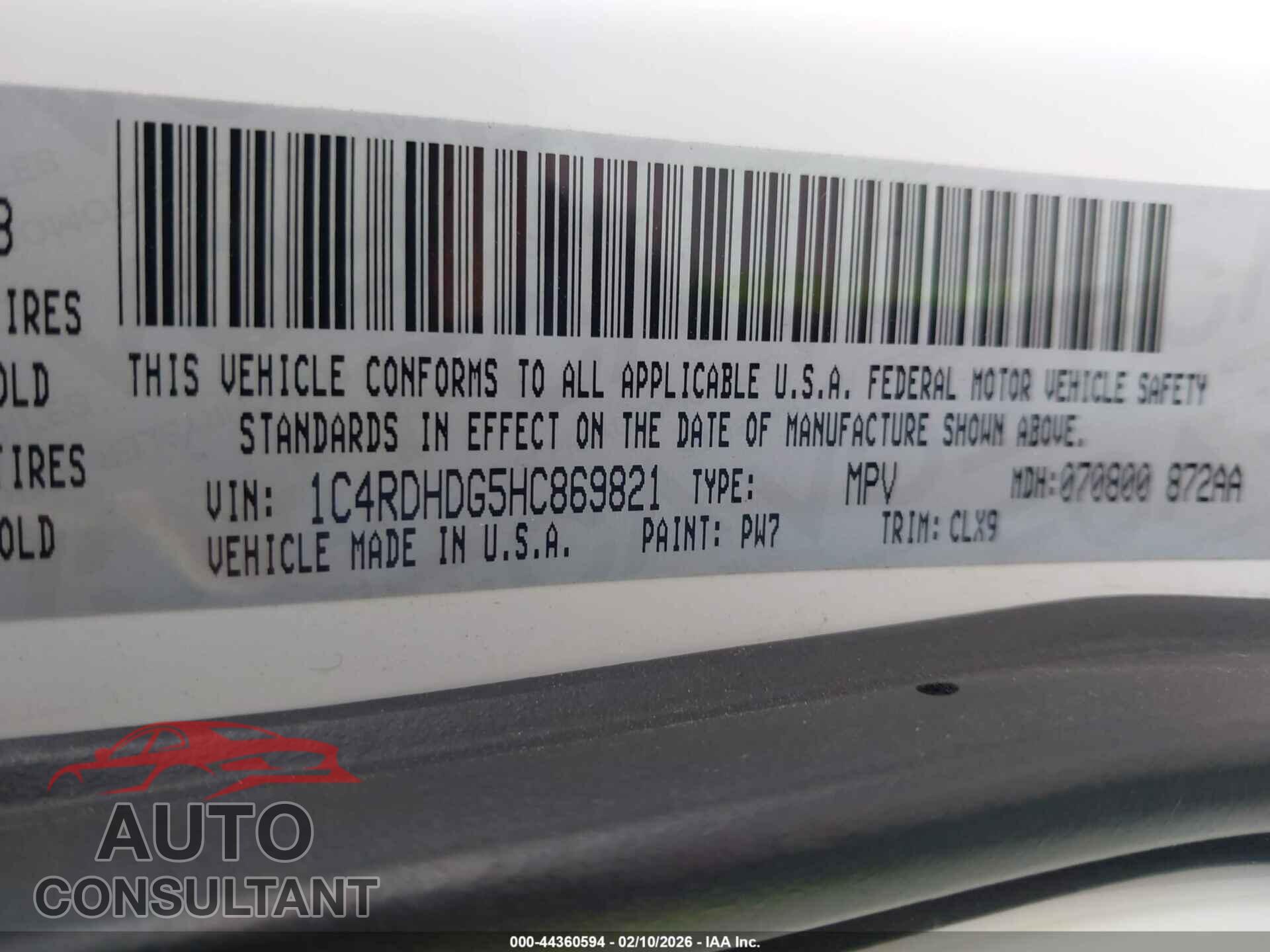 DODGE DURANGO 2017 - 1C4RDHDG5HC869821