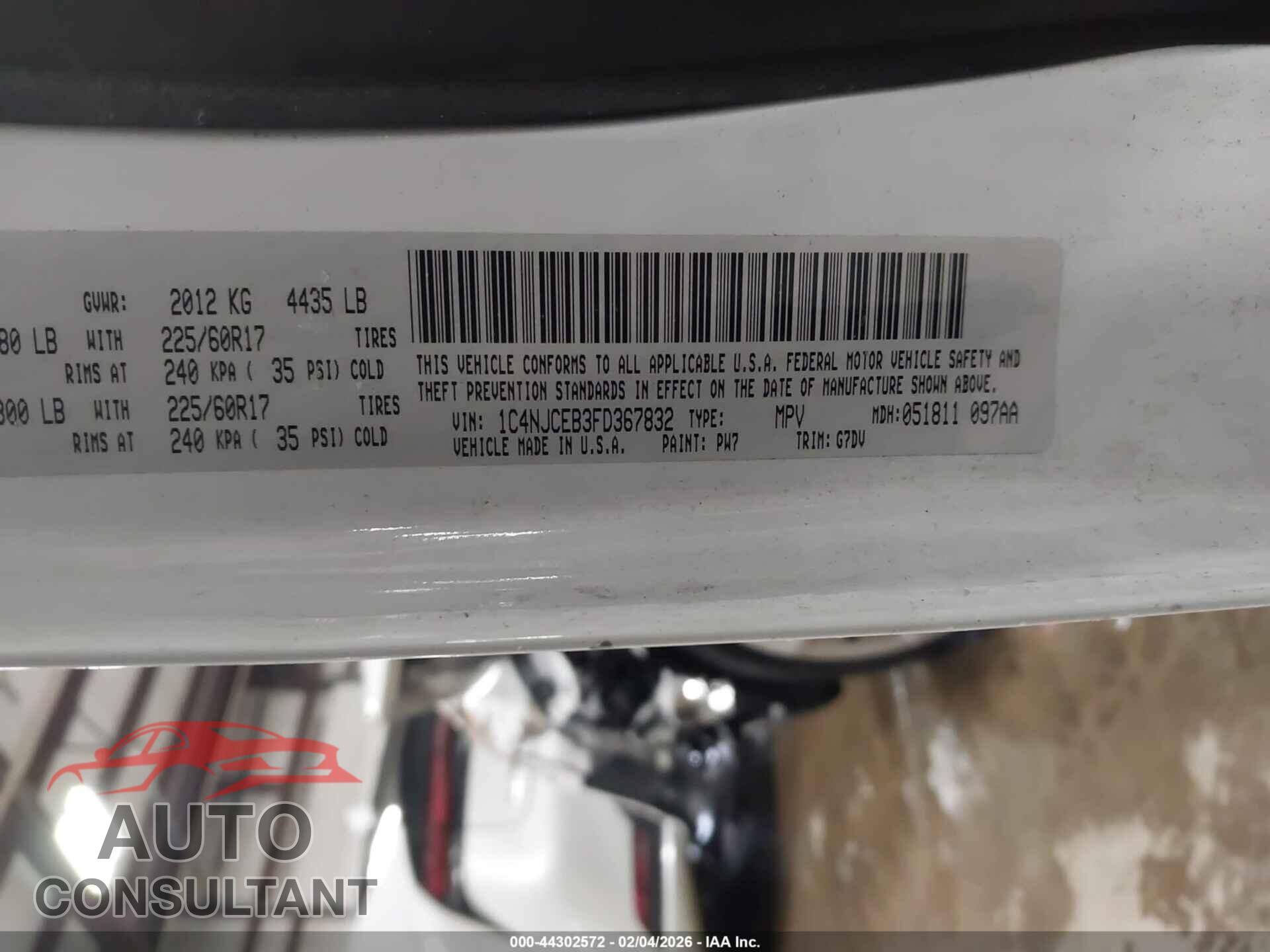 JEEP COMPASS 2015 - 1C4NJCEB3FD367832