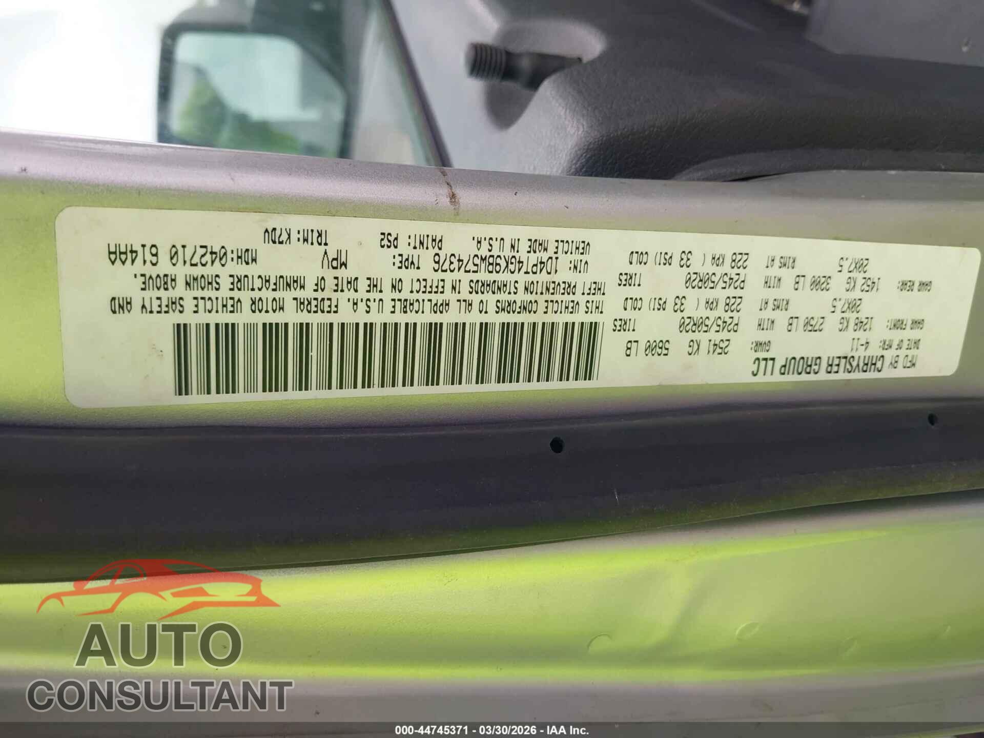 DODGE NITRO 2011 - 1D4PT4GK9BW574376