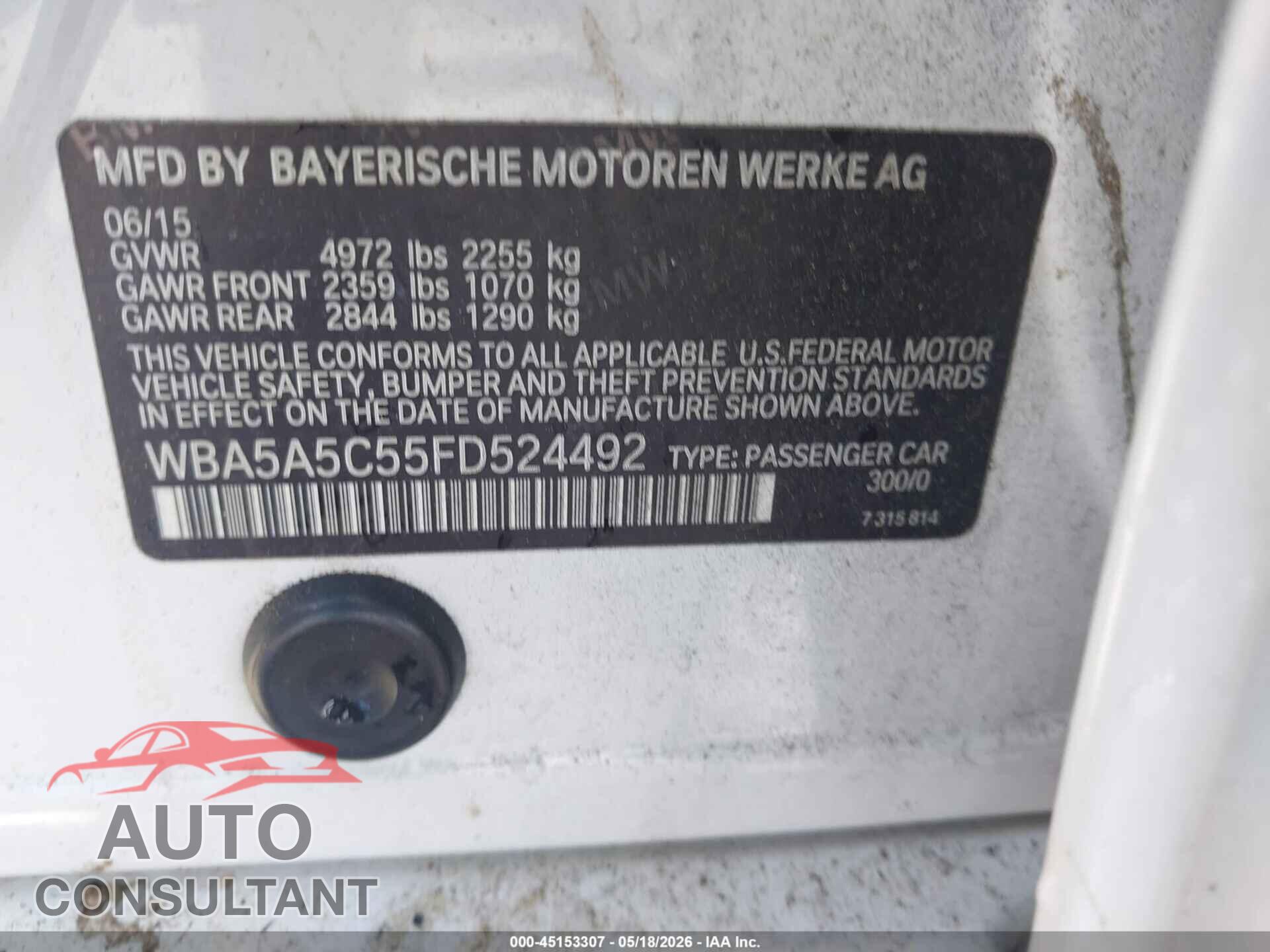 BMW 528I 2015 - WBA5A5C55FD524492
