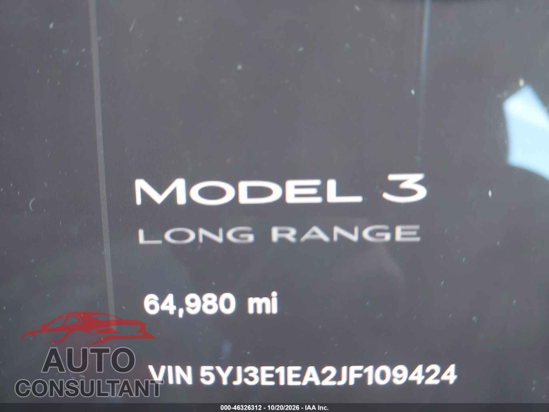 TESLA MODEL 3 2018 - 5YJ3E1EA2JF109424