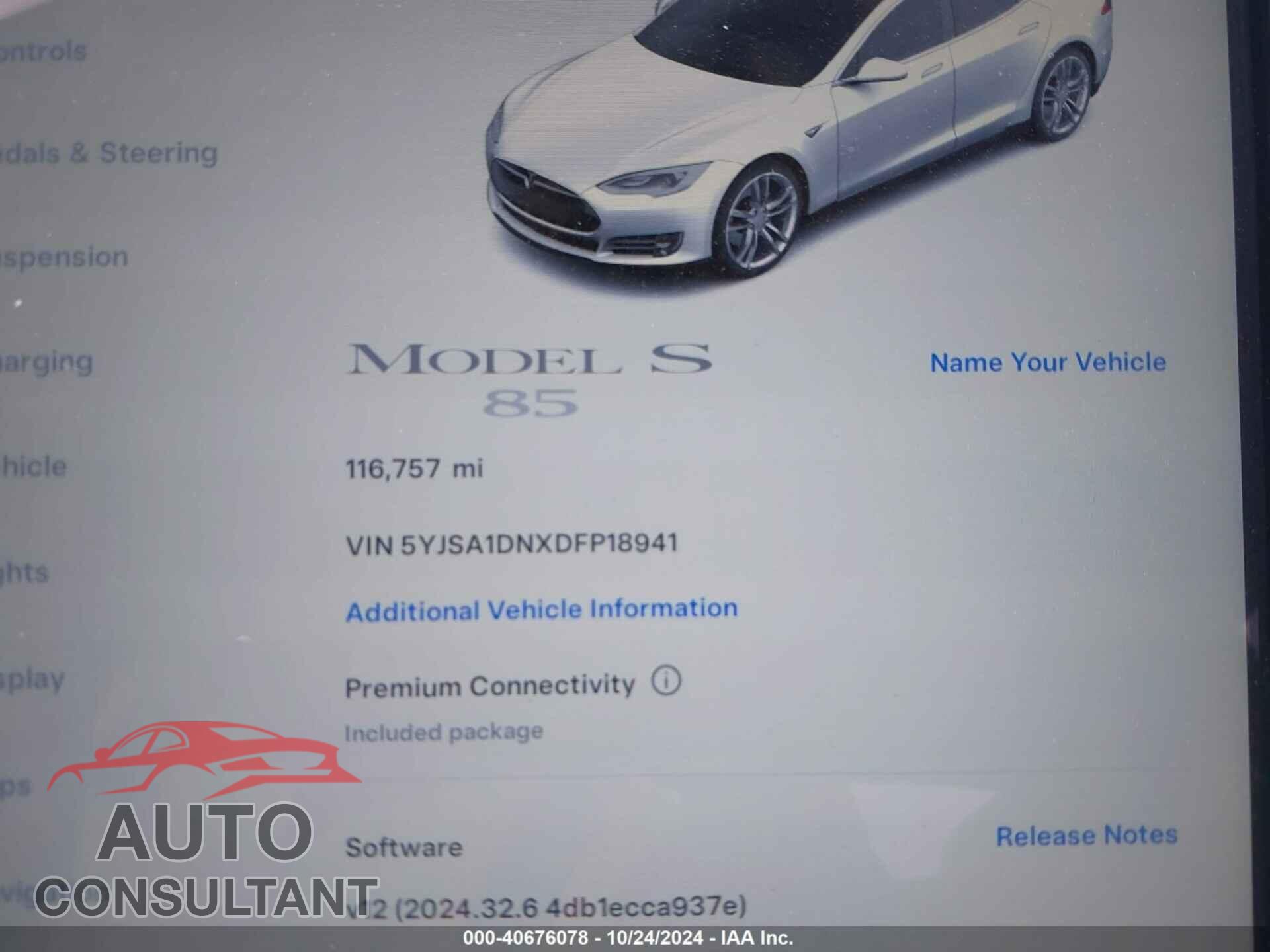 TESLA MODEL S 2013 - 5YJSA1DNXDFP18941