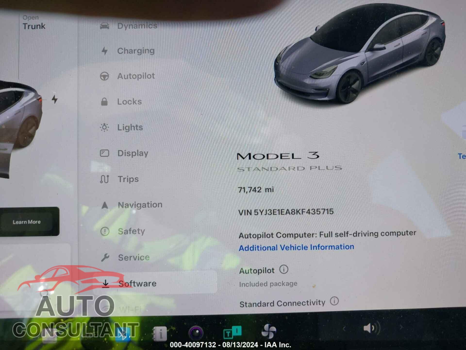TESLA MODEL 3 2019 - 5YJ3E1EA8KF435715