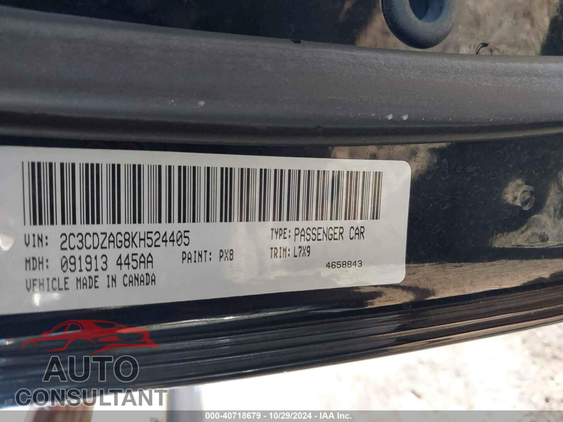 DODGE CHALLENGER 2019 - 2C3CDZAG8KH524405