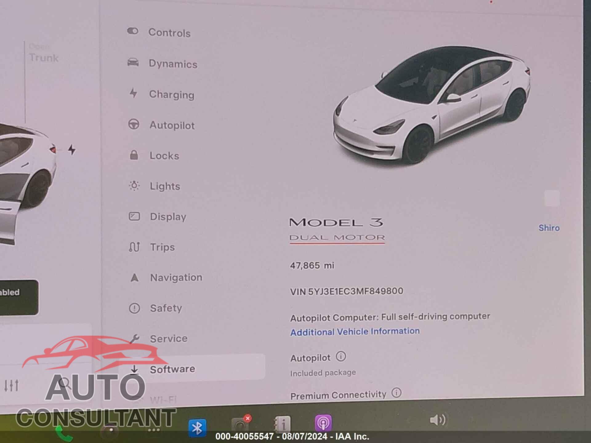 TESLA MODEL 3 2021 - 5YJ3E1EC3MF849800