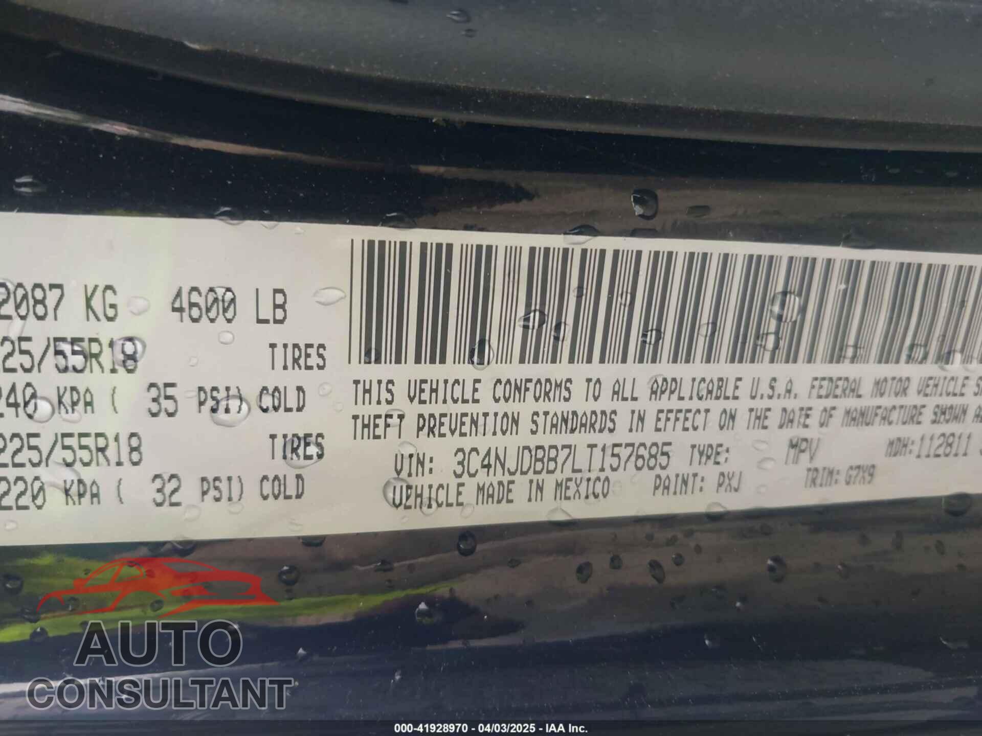 JEEP COMPASS 2020 - 3C4NJDBB7LT157685