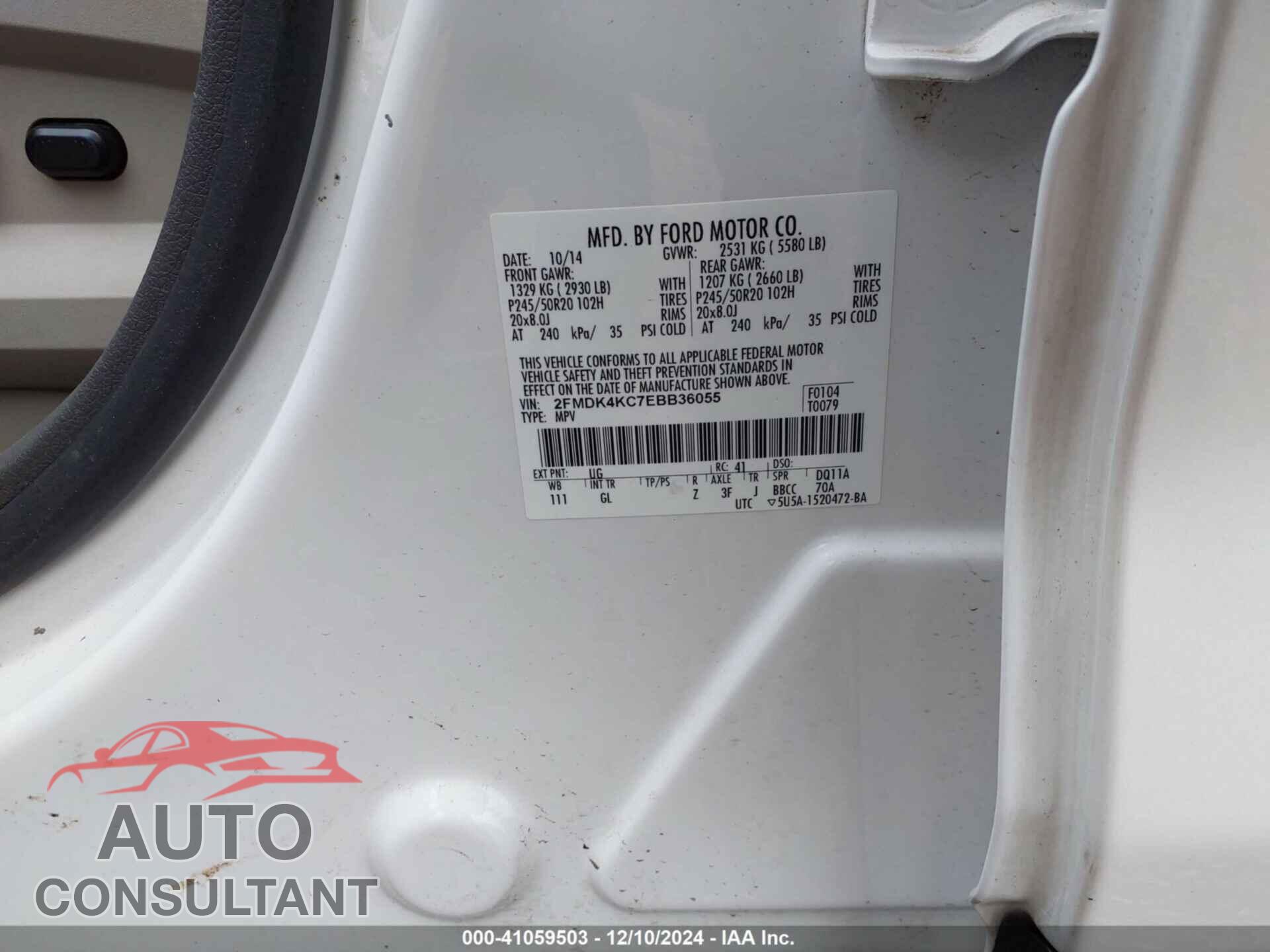 FORD EDGE 2014 - 2FMDK4KC7EBB36055