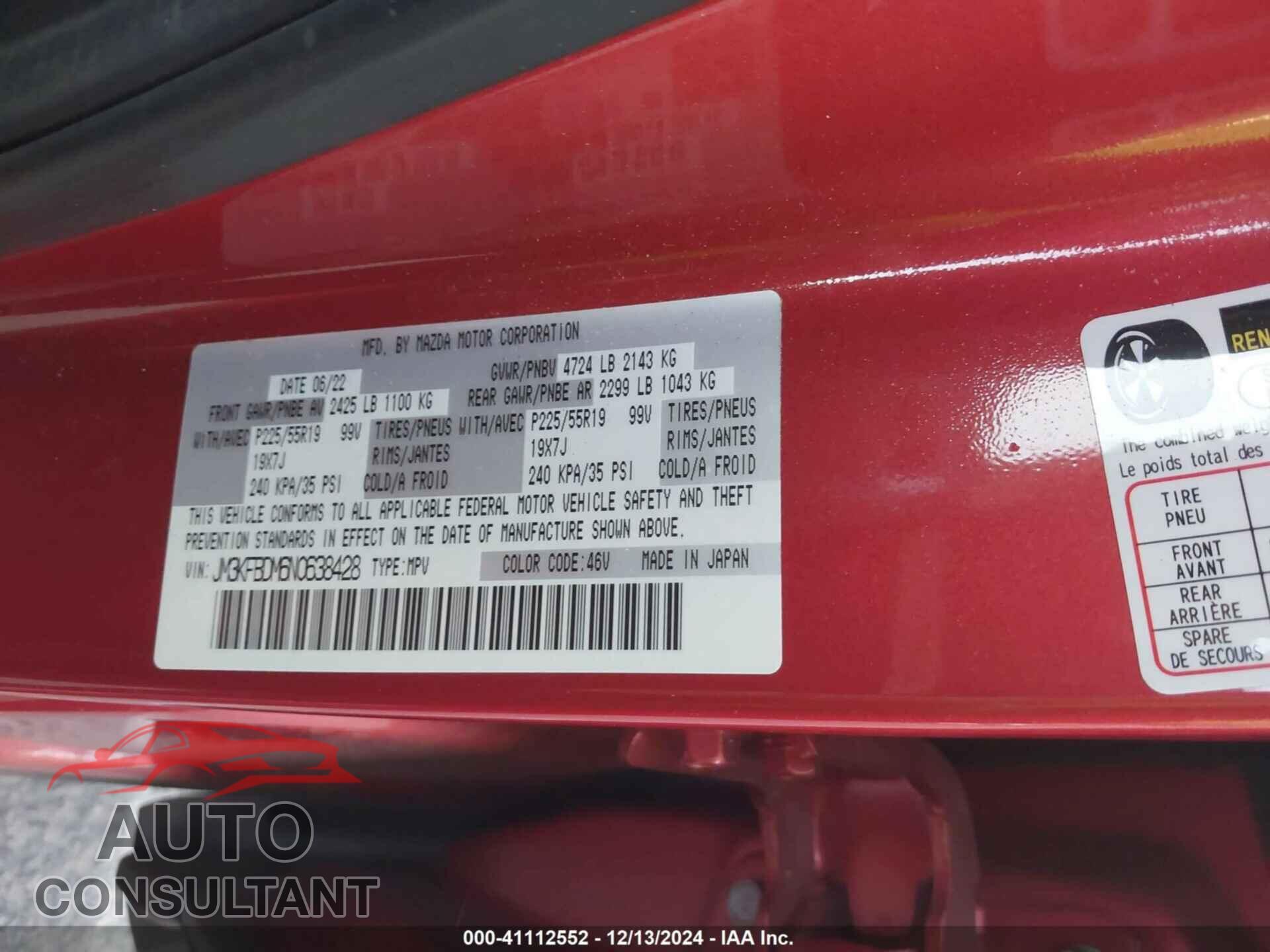 MAZDA CX-5 2022 - JM3KFBDM6N0638428