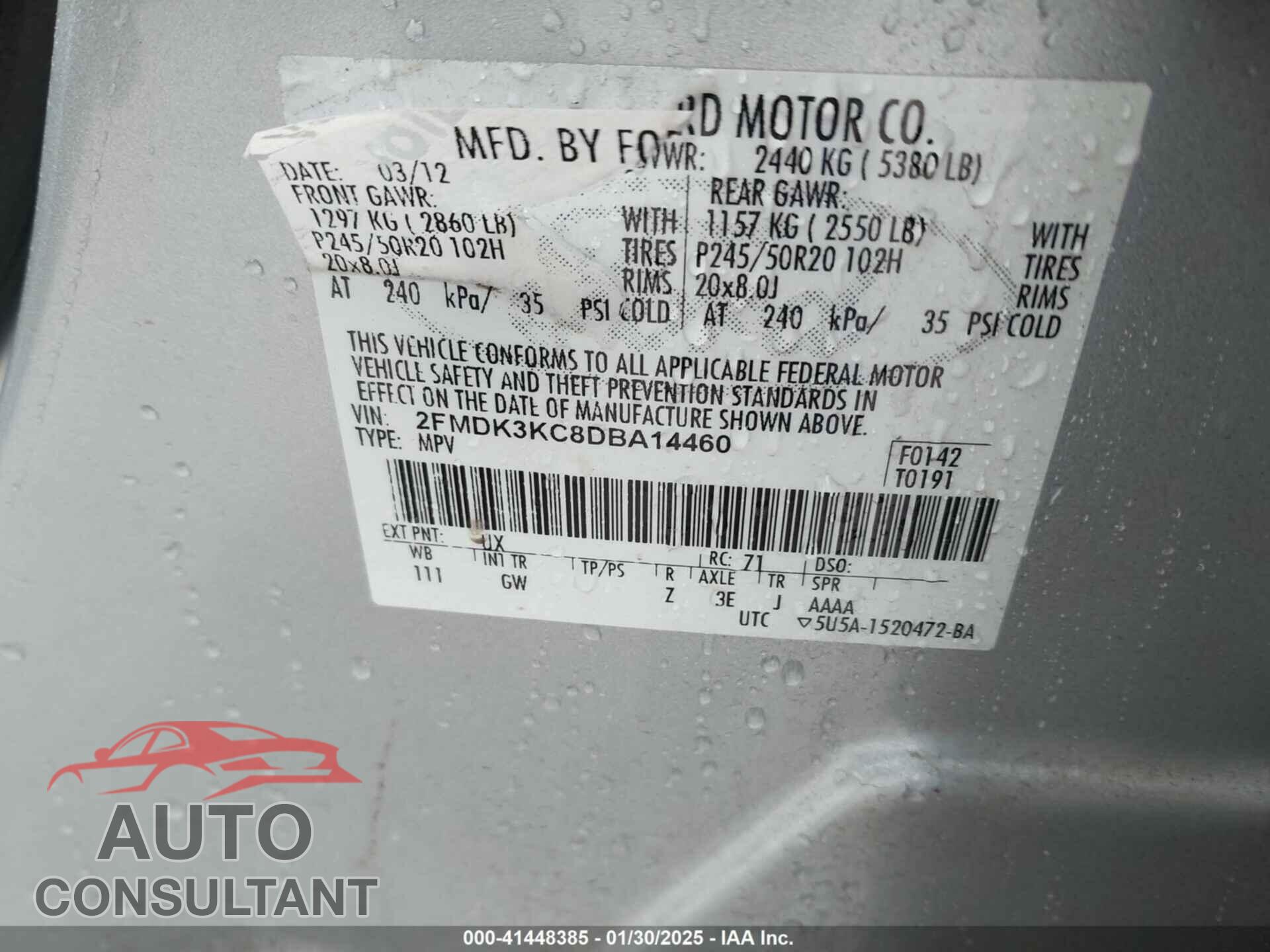 FORD EDGE 2013 - 2FMDK3KC8DBA14460