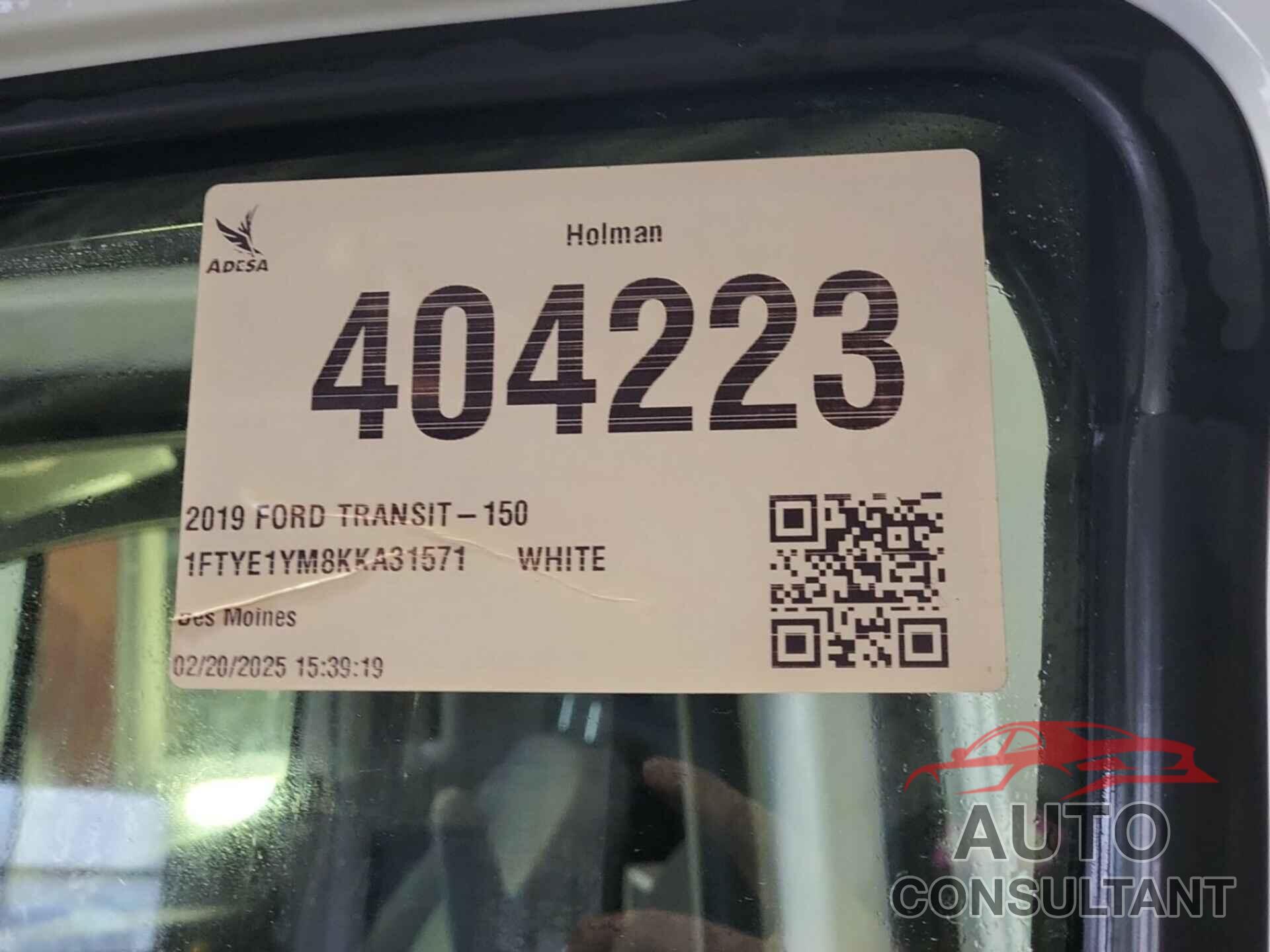 FORD TRANSIT-150 2019 - 1FTYE1YM8KKA31571