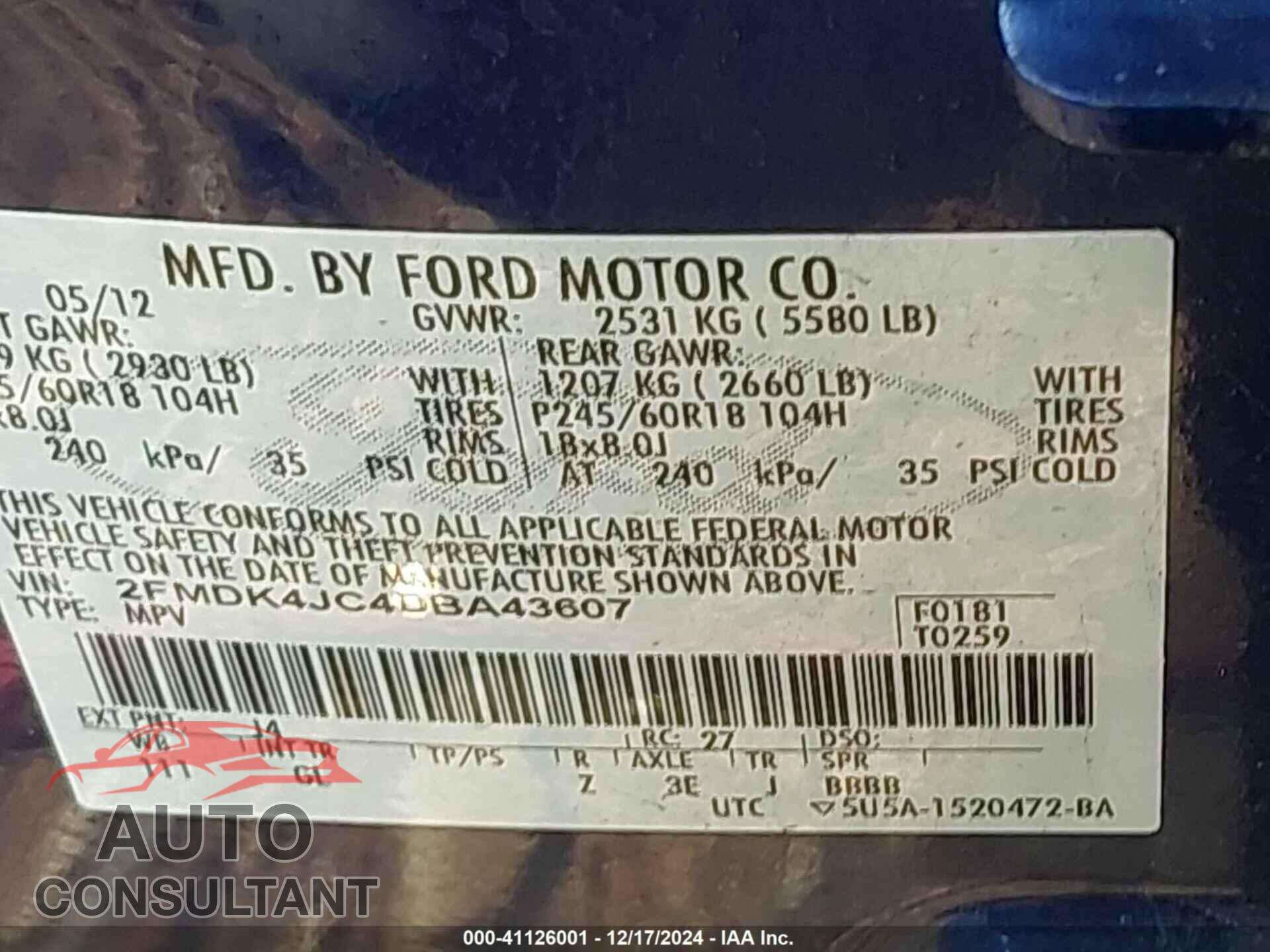 FORD EDGE 2013 - 2FMDK4JC4DBA43607