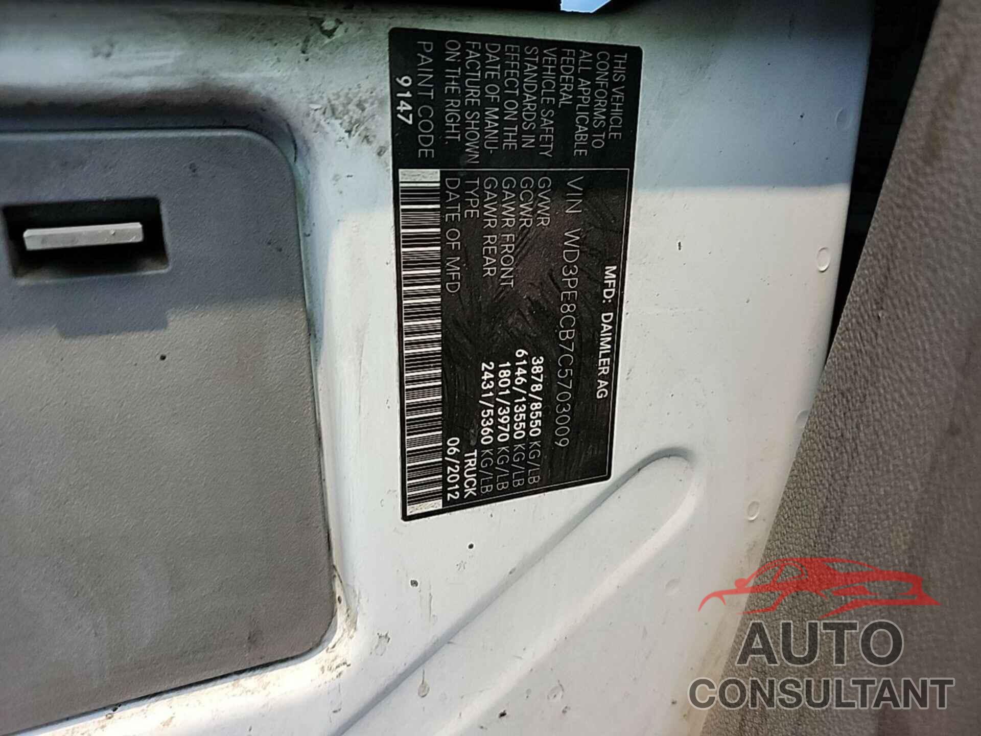 MERCEDES-BENZ SPRINTER 2500 2012 - WD3PE8CB7C5703009