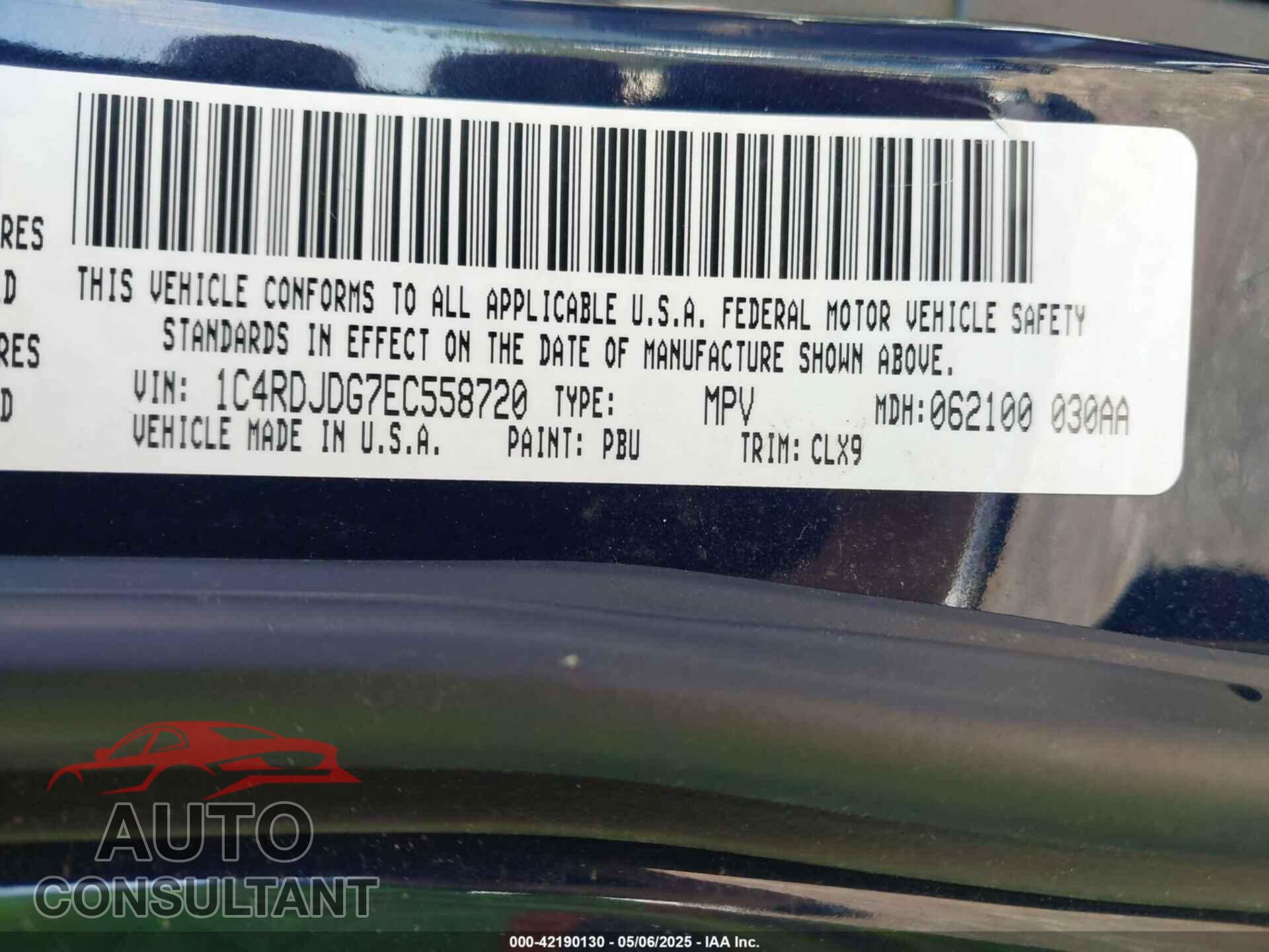 DODGE DURANGO 2014 - 1C4RDJDG7EC558720