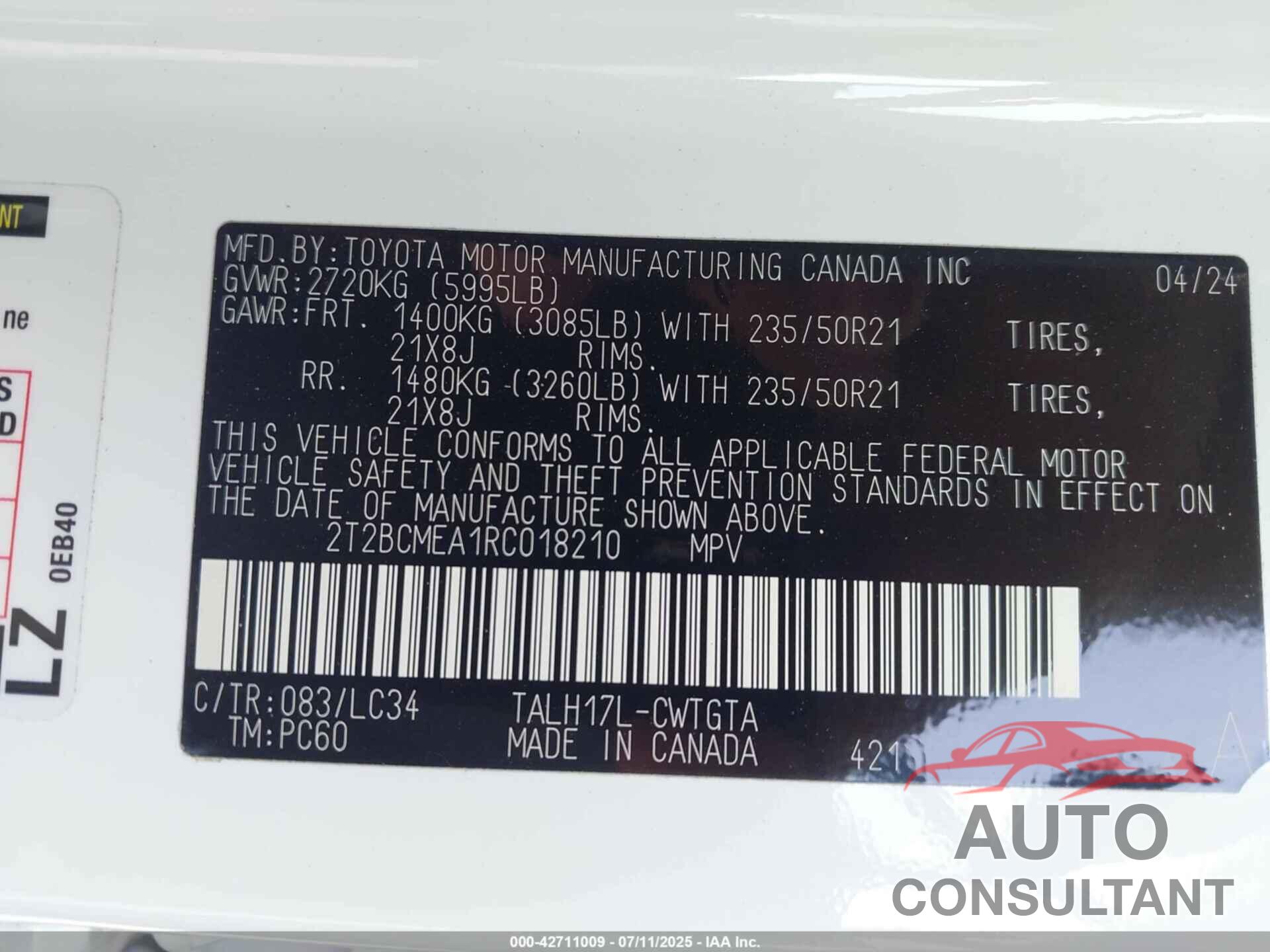 LEXUS RX 500H 2024 - 2T2BCMEA1RC018210