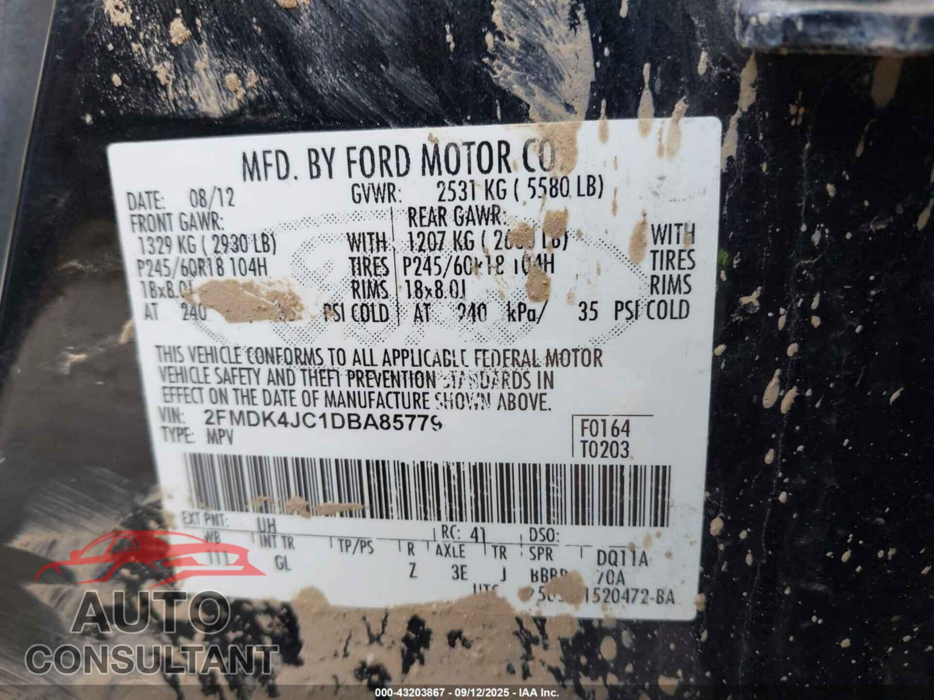 FORD EDGE 2013 - 2FMDK4JC1DBA85779