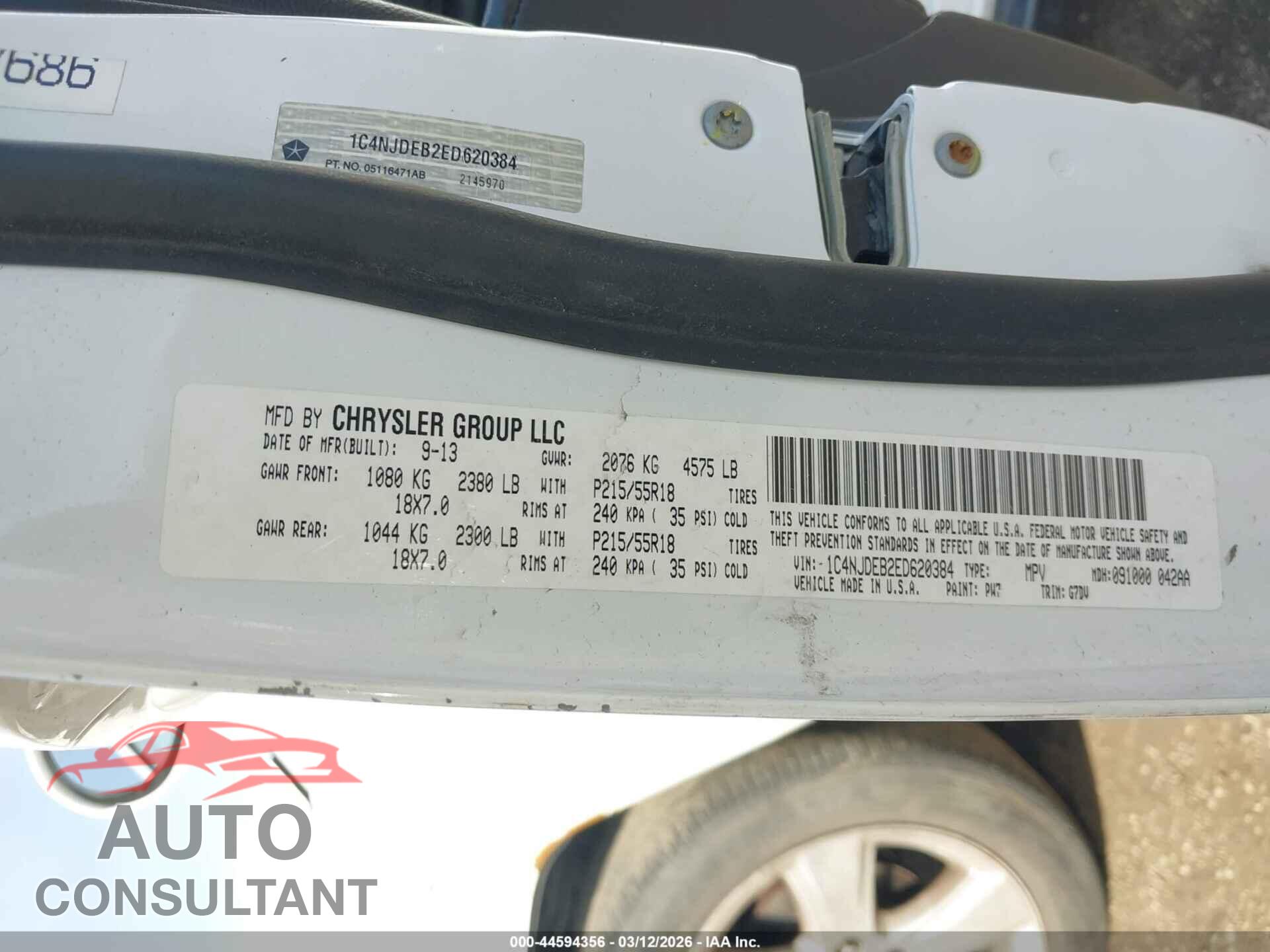 JEEP COMPASS 2014 - 1C4NJDEB2ED620384