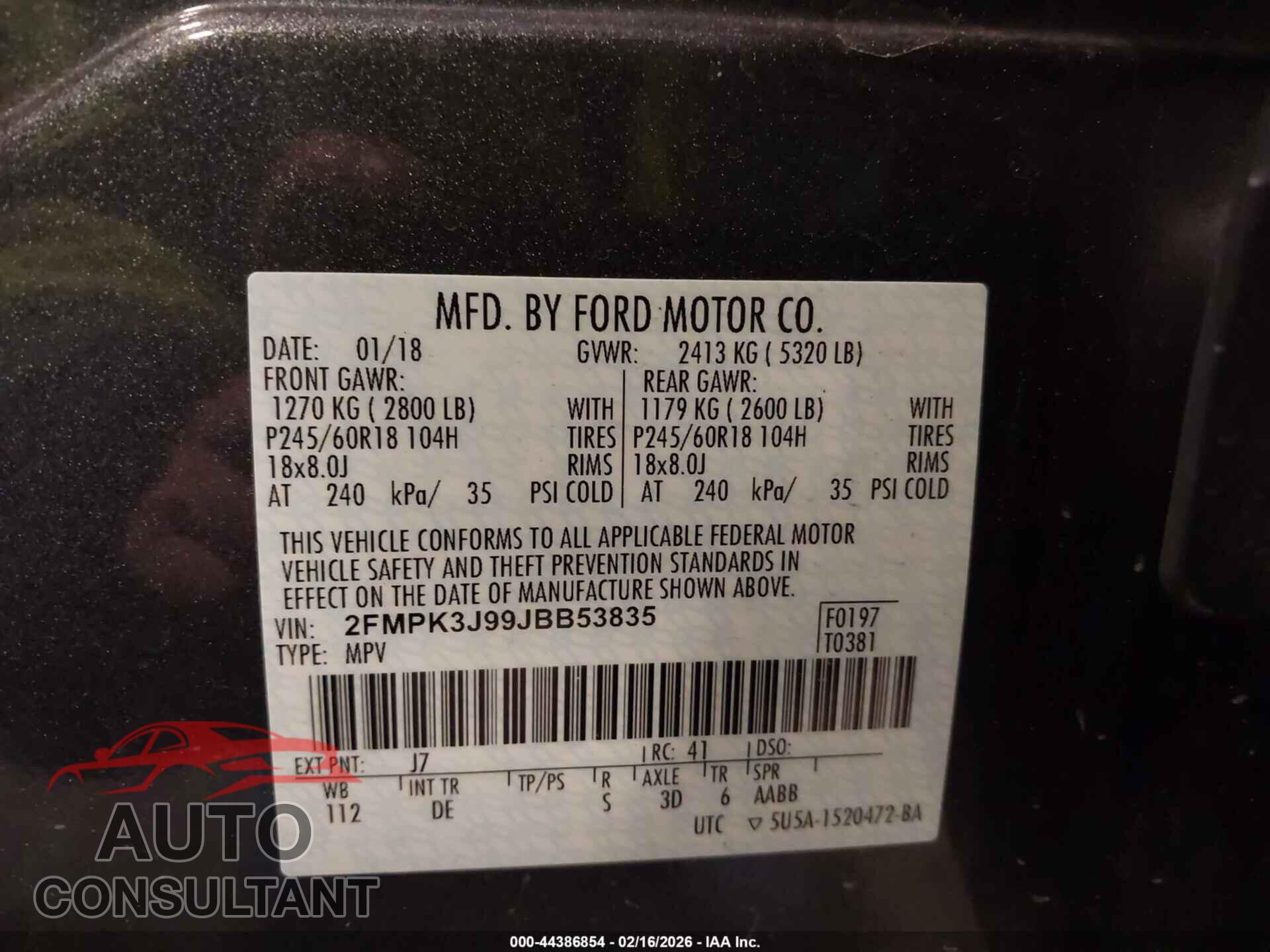 FORD EDGE 2018 - 2FMPK3J99JBB53835