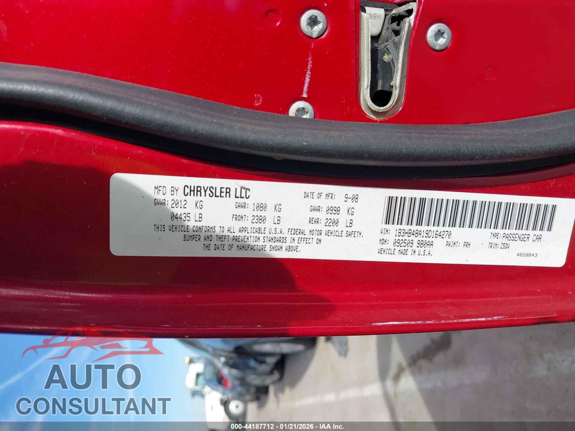 DODGE CALIBER 2009 - 1B3HB48A19D164270