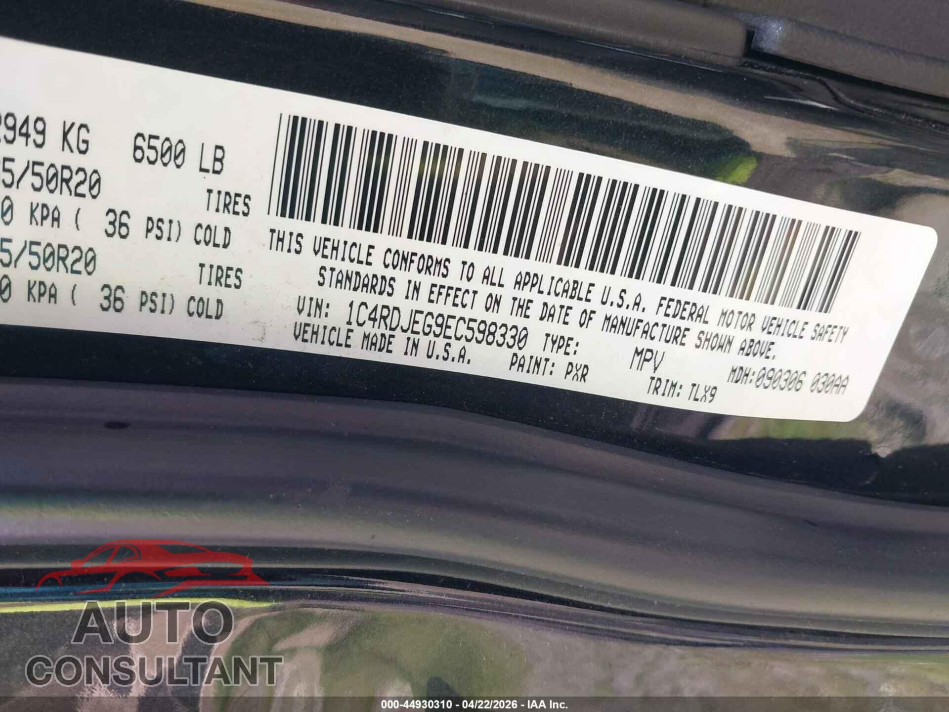 DODGE DURANGO 2014 - 1C4RDJEG9EC598330