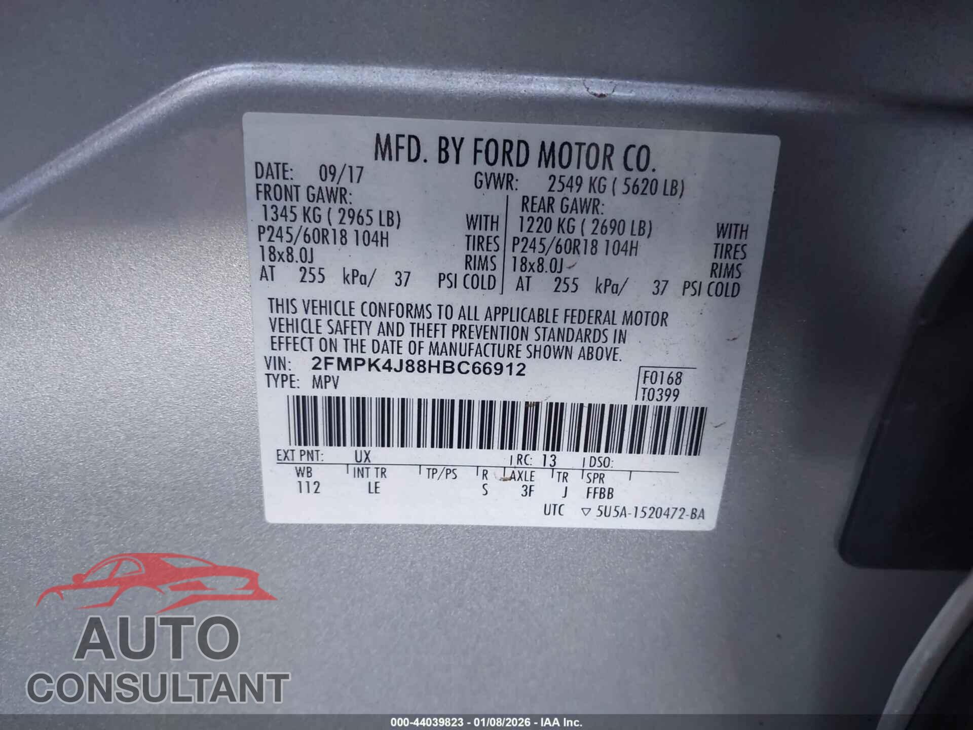FORD EDGE 2017 - 2FMPK4J88HBC66912