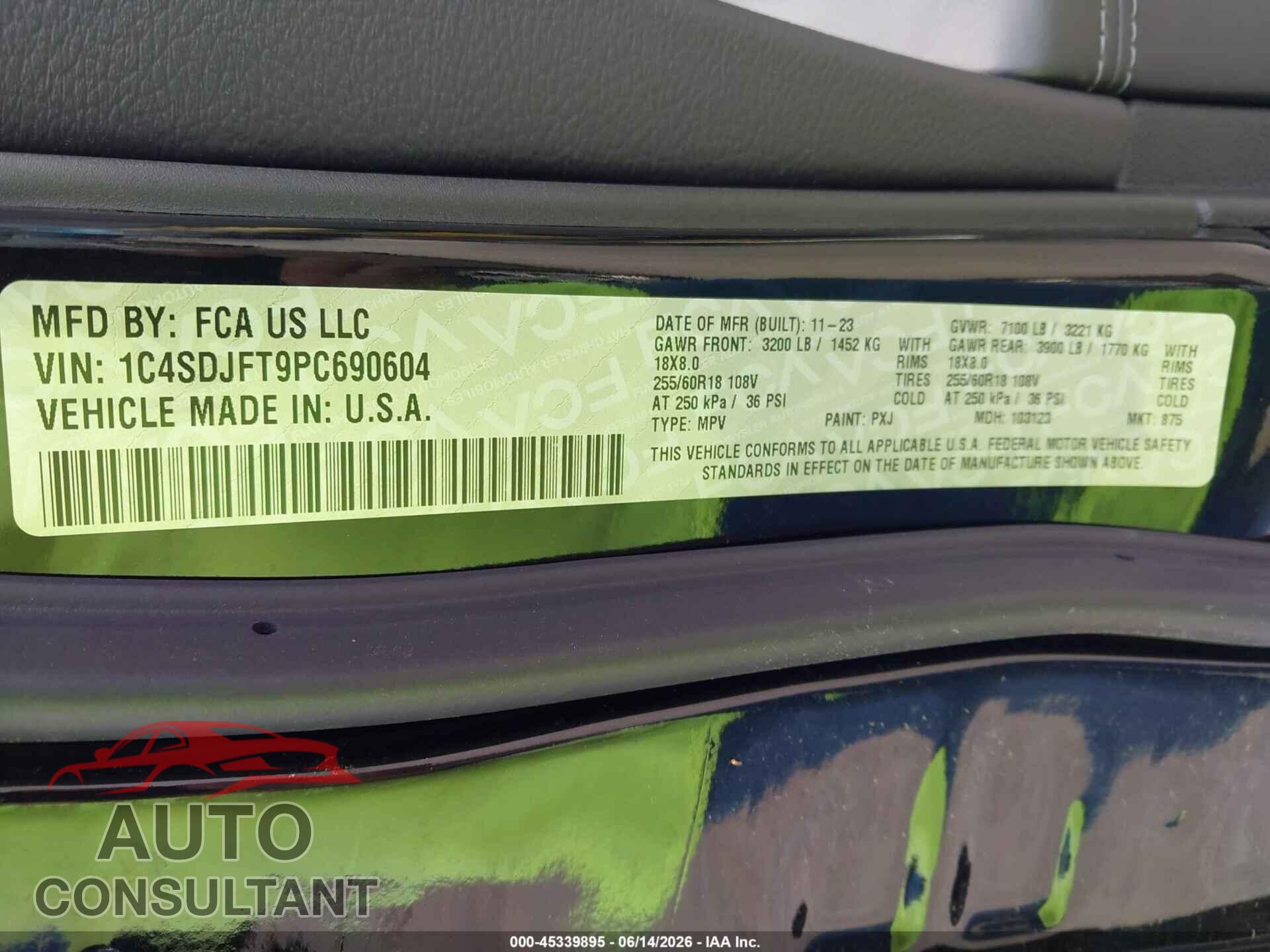 DODGE DURANGO 2023 - 1C4SDJFT9PC690604