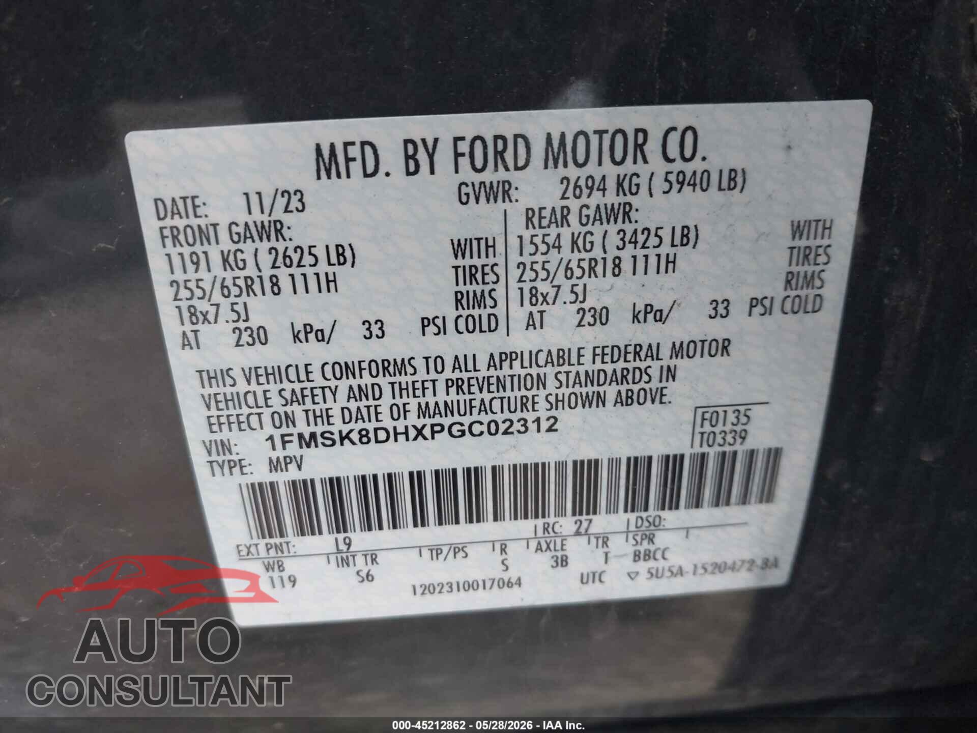 FORD EXPLORER 2023 - 1FMSK8DHXPGC02312