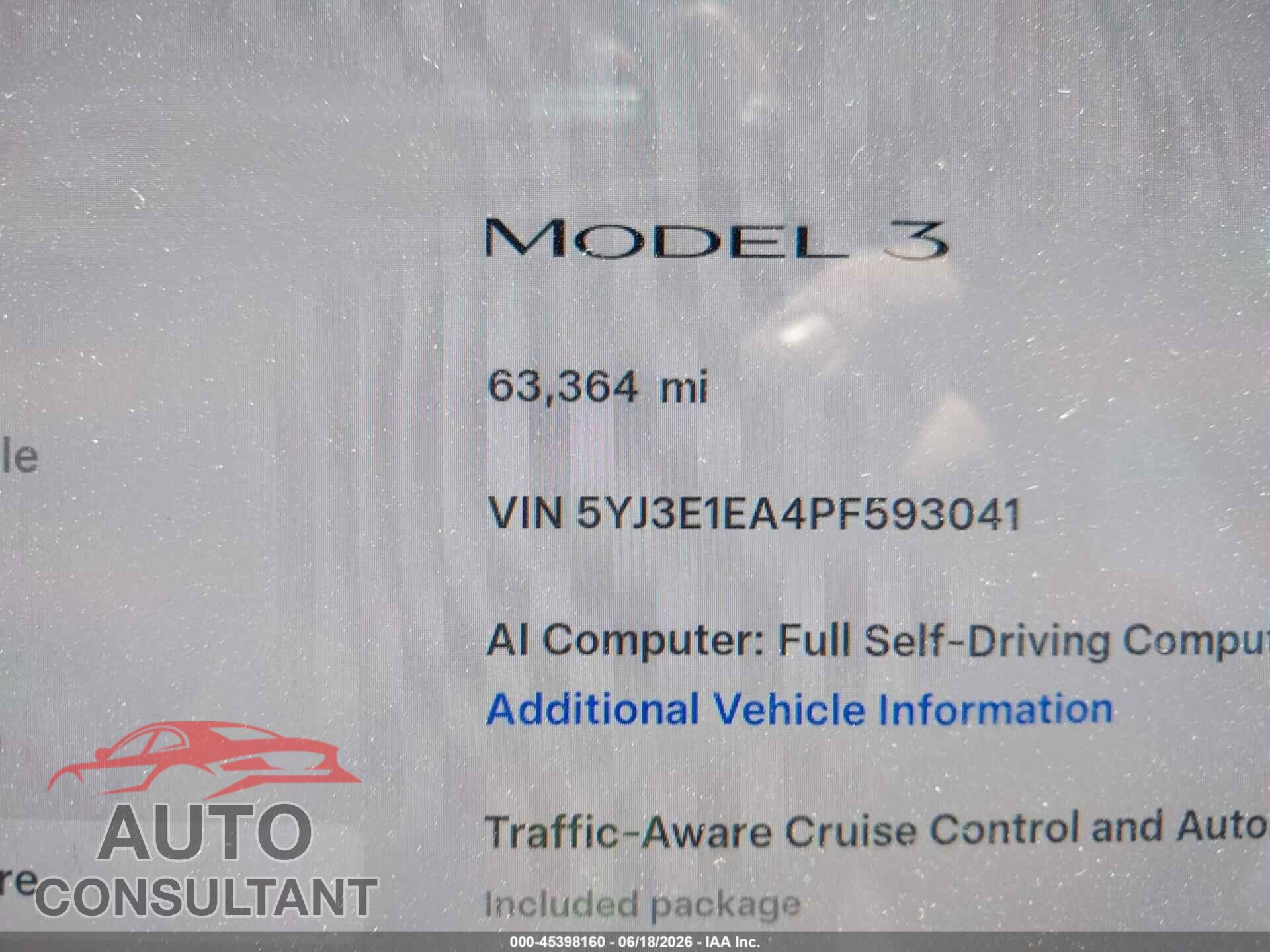 TESLA MODEL 3 2023 - 5YJ3E1EA4PF593041