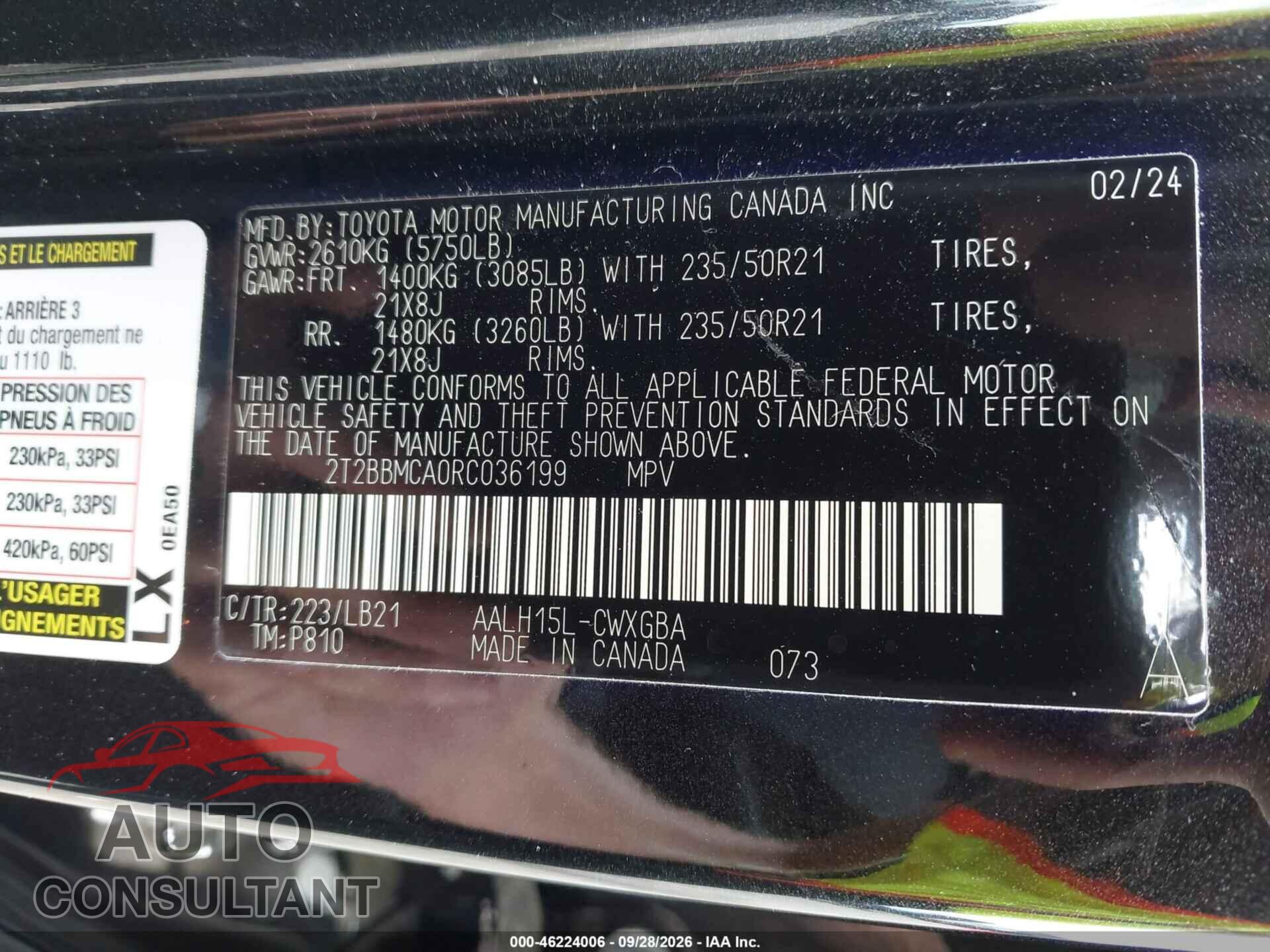 LEXUS RX 350H 2024 - 2T2BBMCA0RC036199