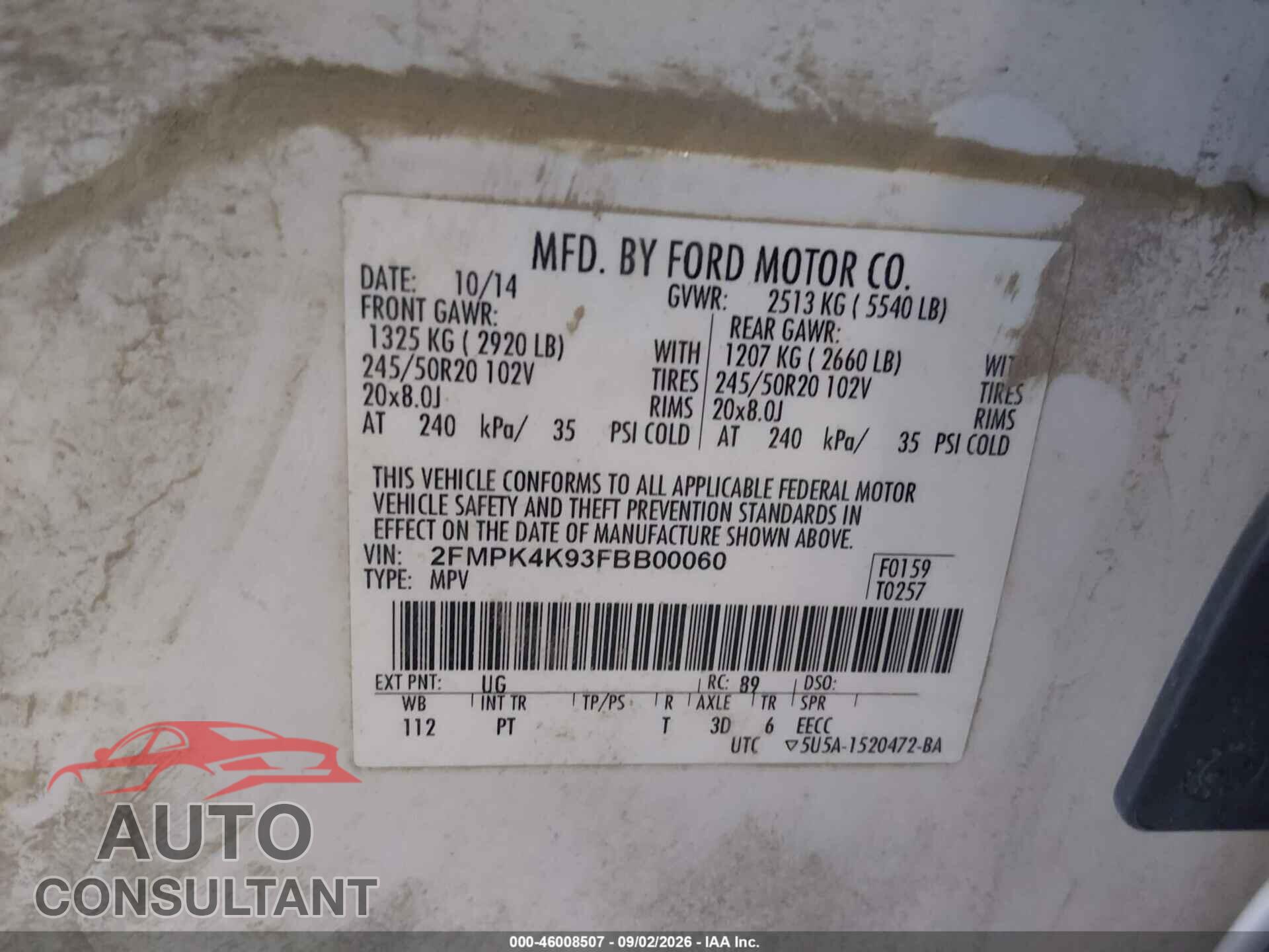 FORD EDGE 2015 - 2FMPK4K93FBB00060