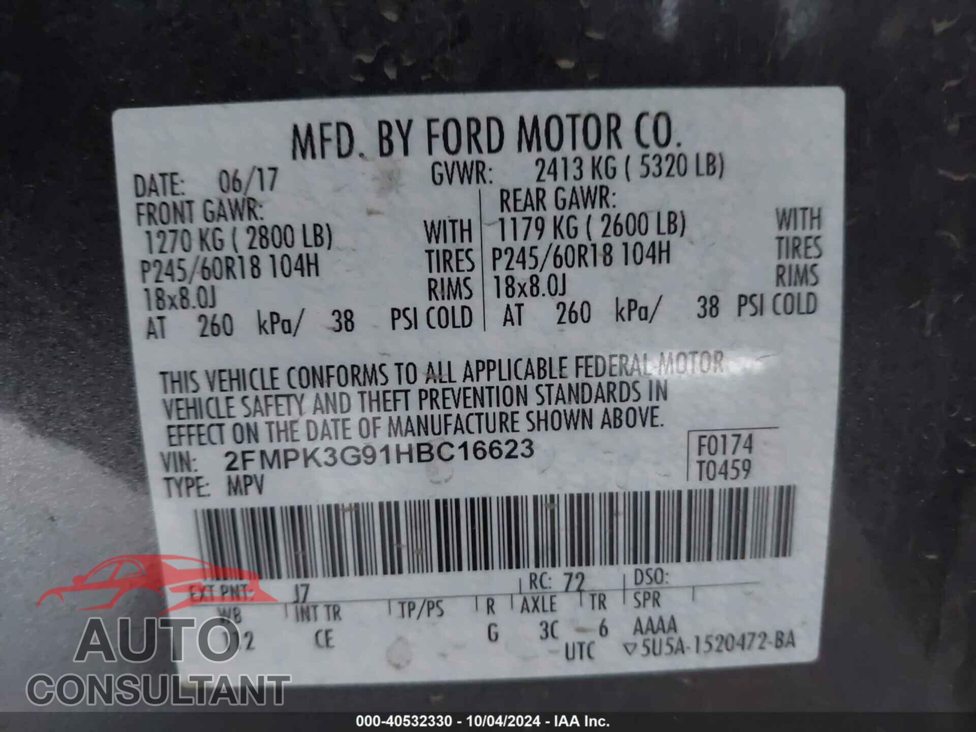 FORD EDGE 2017 - 2FMPK3G91HBC16623
