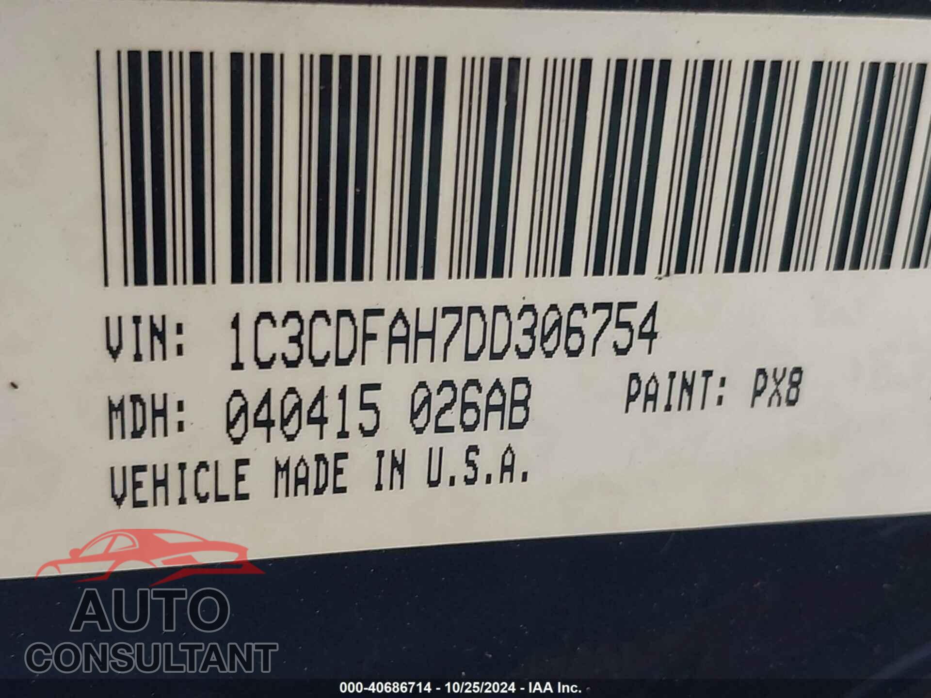 DODGE DART 2013 - 1C3CDFAH7DD306754
