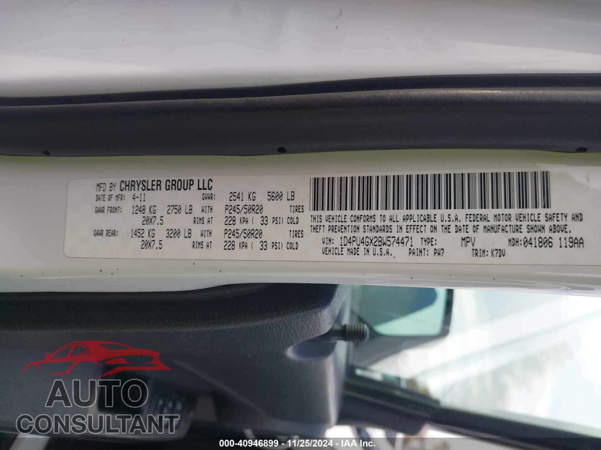 DODGE NITRO 2011 - 1D4PU4GX2BW574471