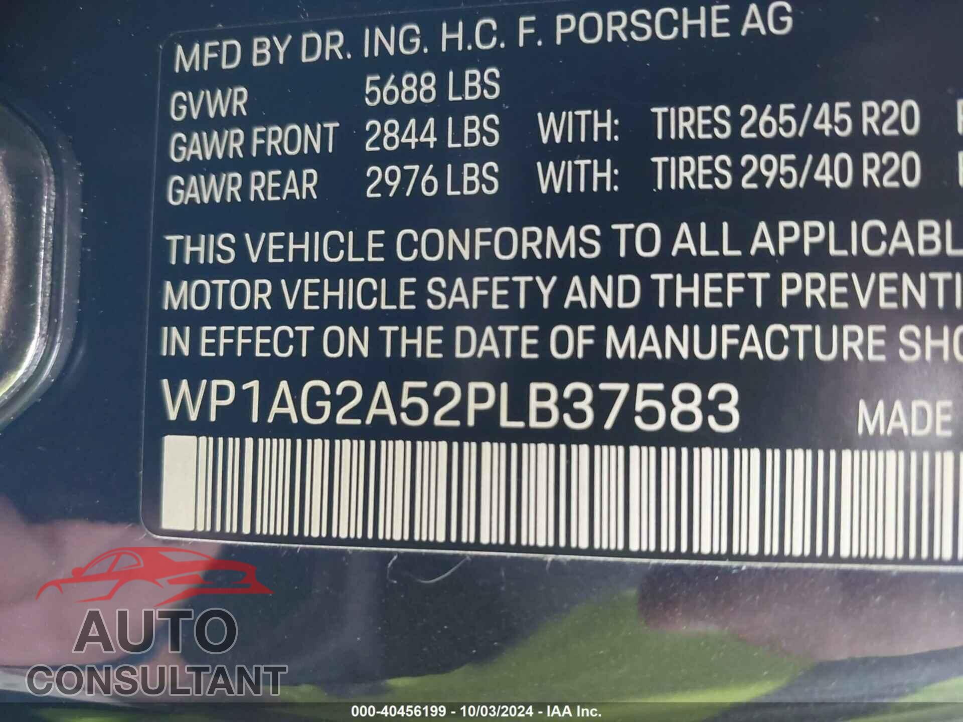 PORSCHE MACAN 2023 - WP1AG2A52PLB37583
