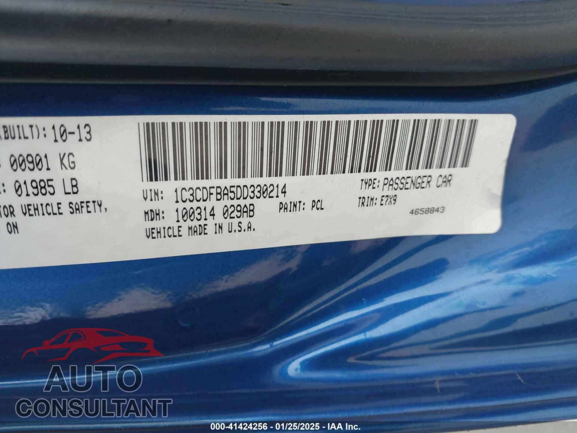 DODGE DART 2013 - 1C3CDFBA5DD330214